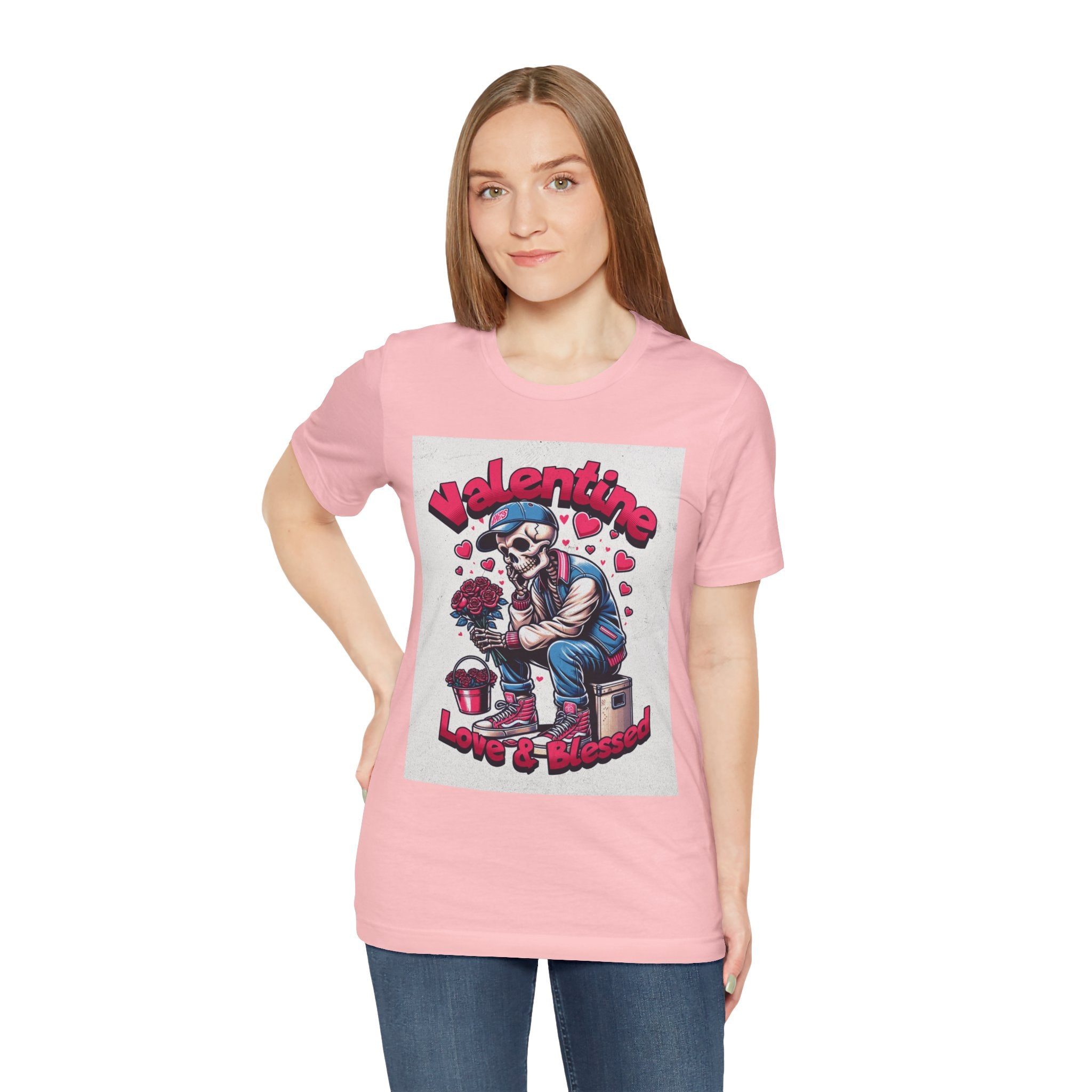 Valentine Skull T-Shirt – "Love & Blessed" Gothic Valentine Tee