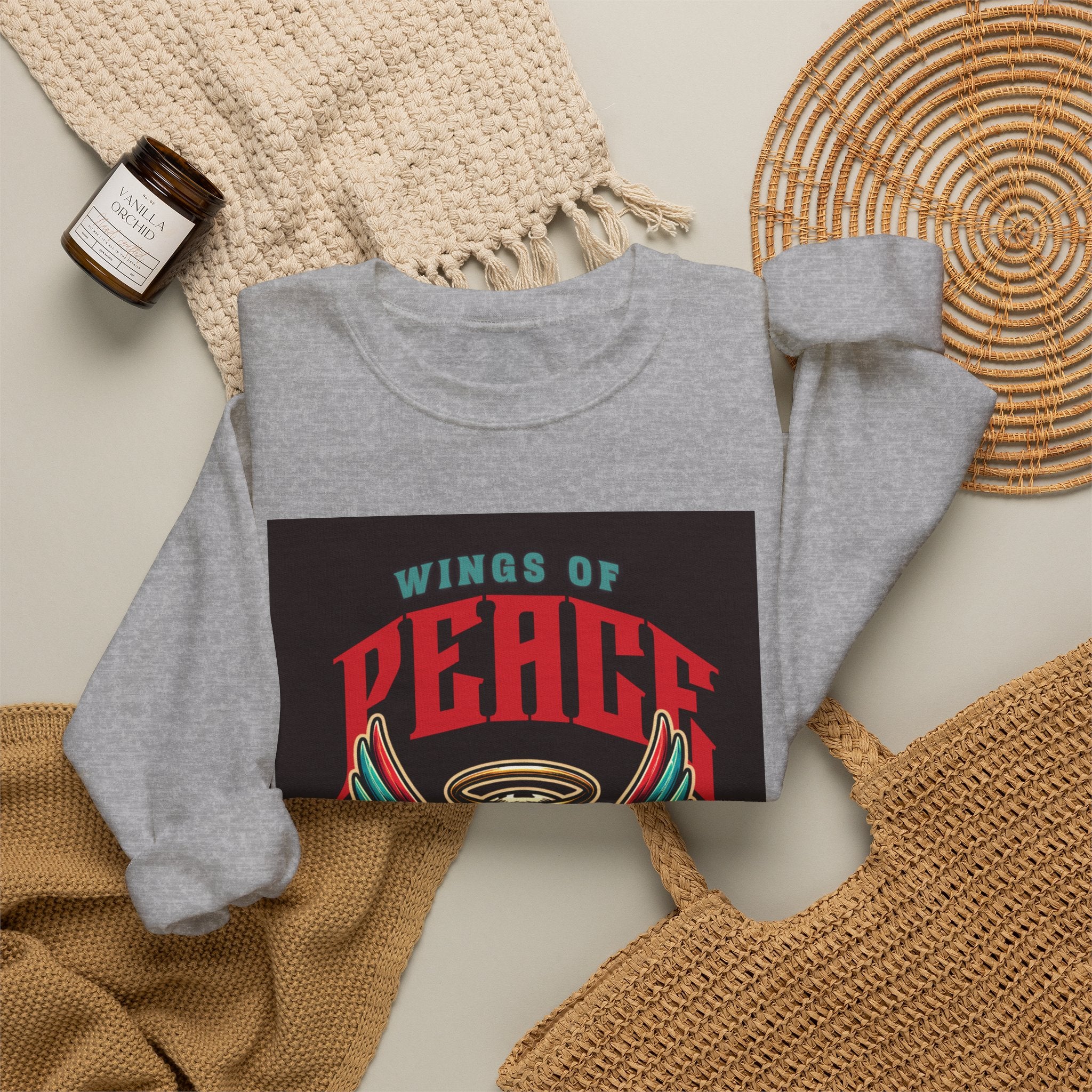 Wings of Peace Skull Crewneck Sweatshirt — Soar Above With Love Graphic