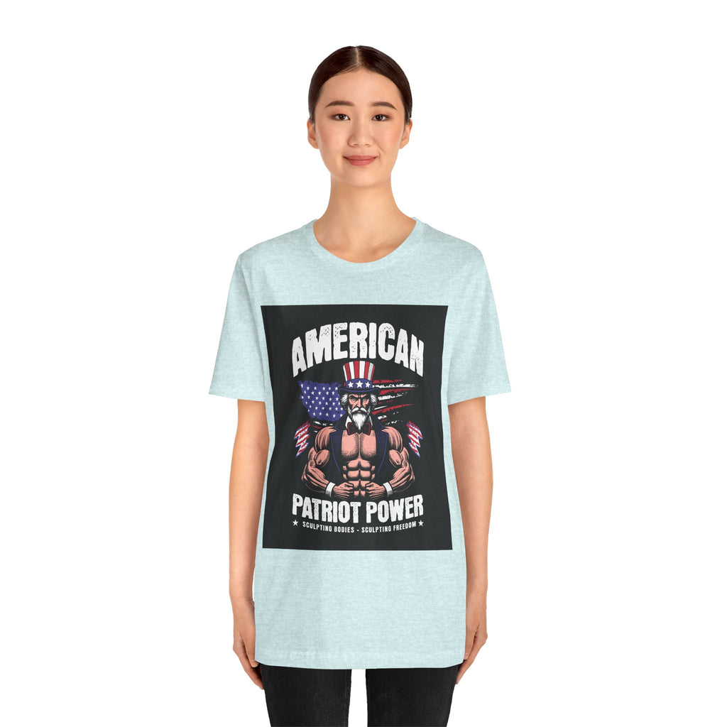 Patriot Power T-Shirt — American Flag Uncle Sam Muscle Graphic Tee