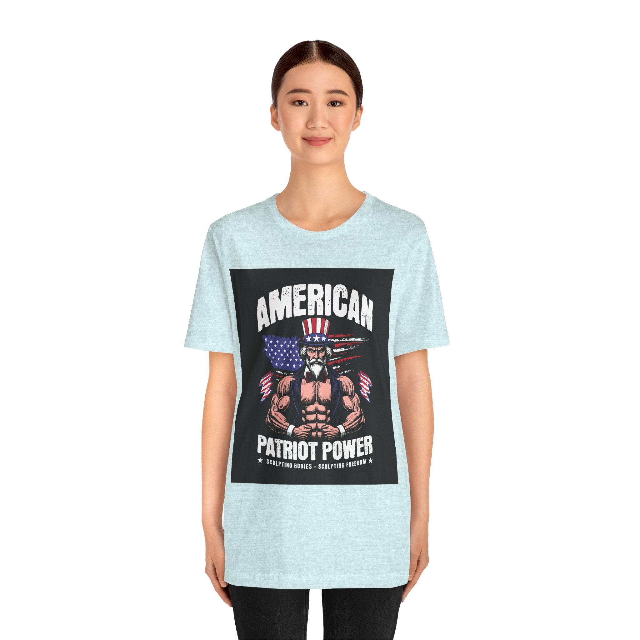 Patriot Power T-Shirt — American Flag Uncle Sam Muscle Graphic Tee