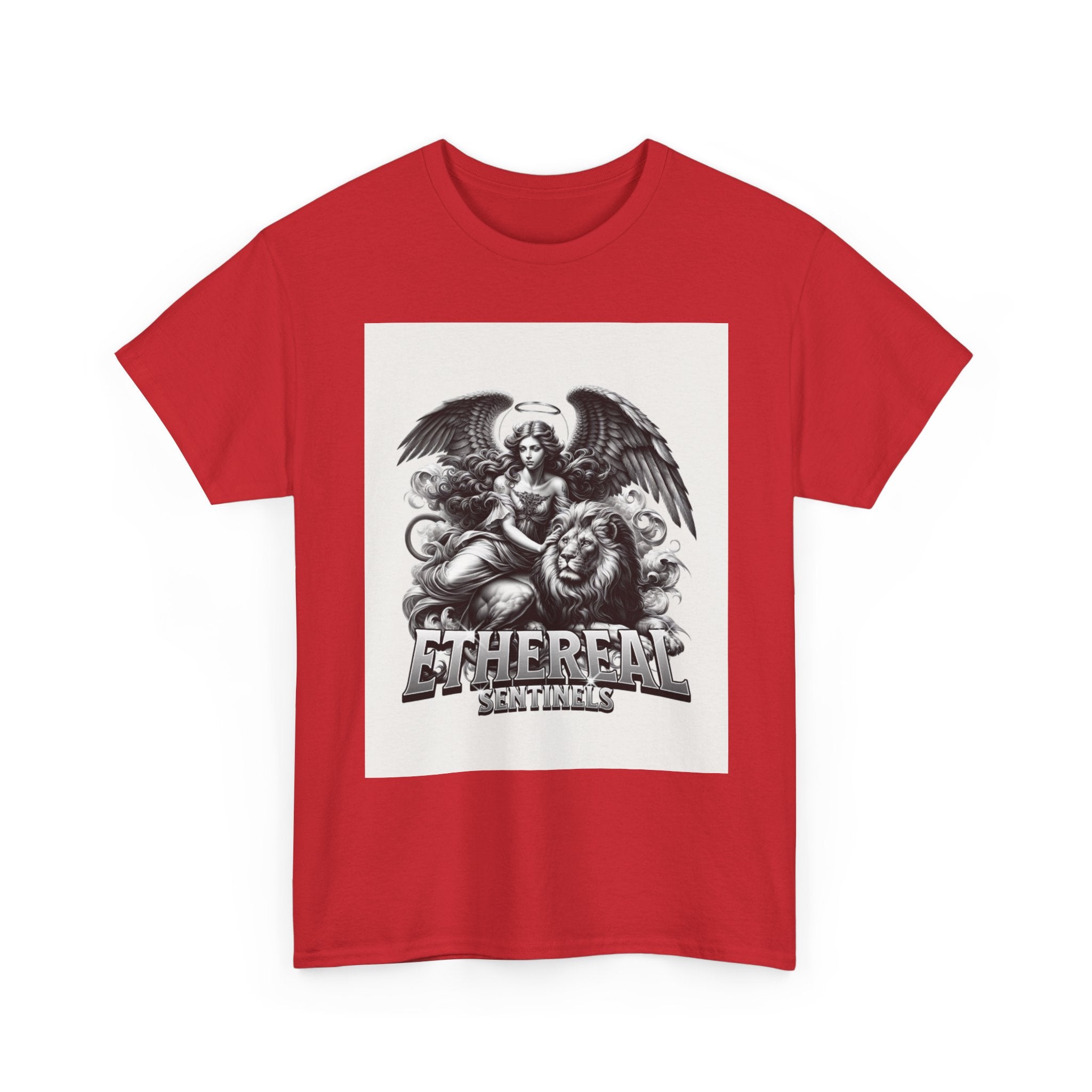 Angel & Lion Graphic Tee — "Ethereal" Vintage Gothic Streetwear