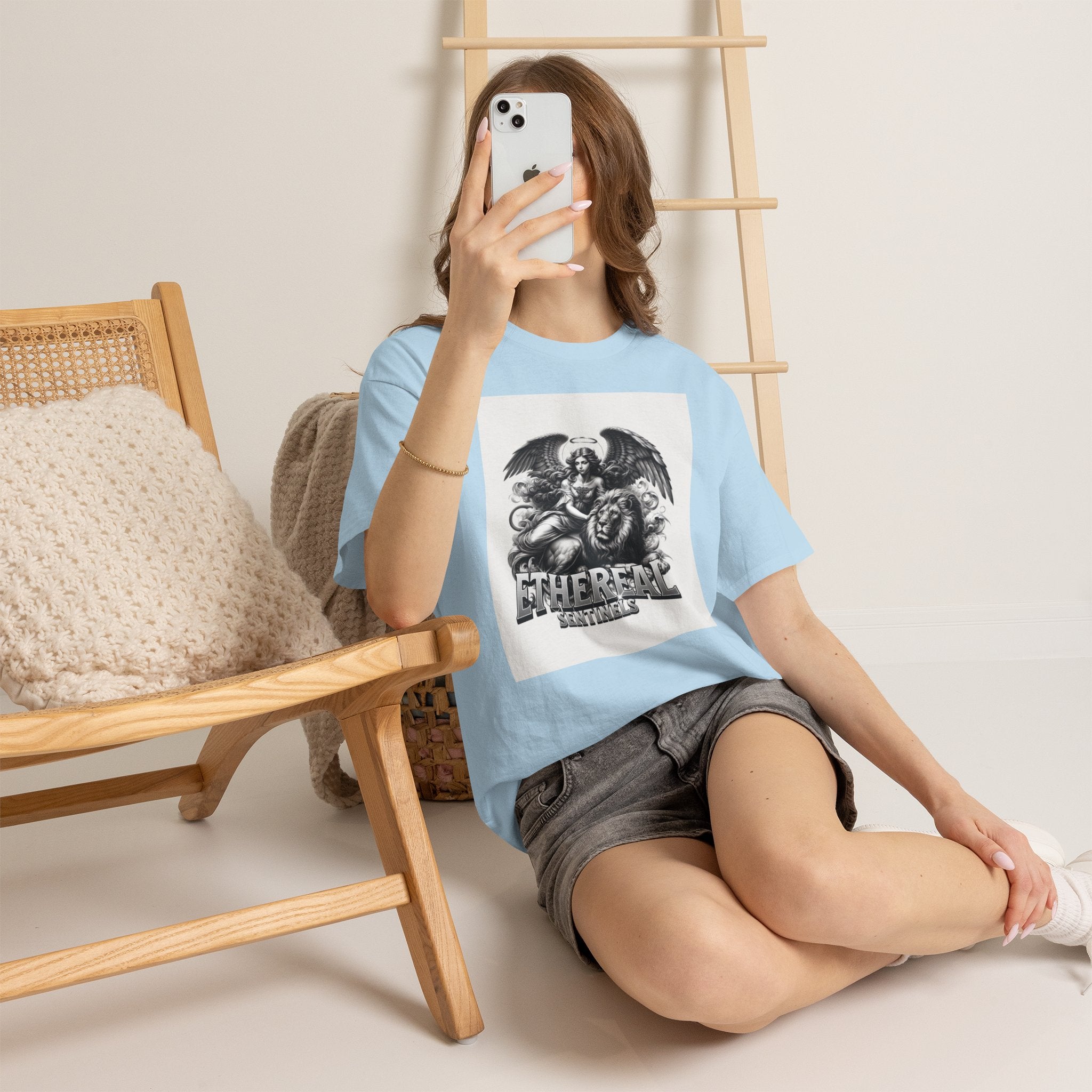 Angel & Lion Graphic Tee — "Ethereal" Vintage Gothic Streetwear