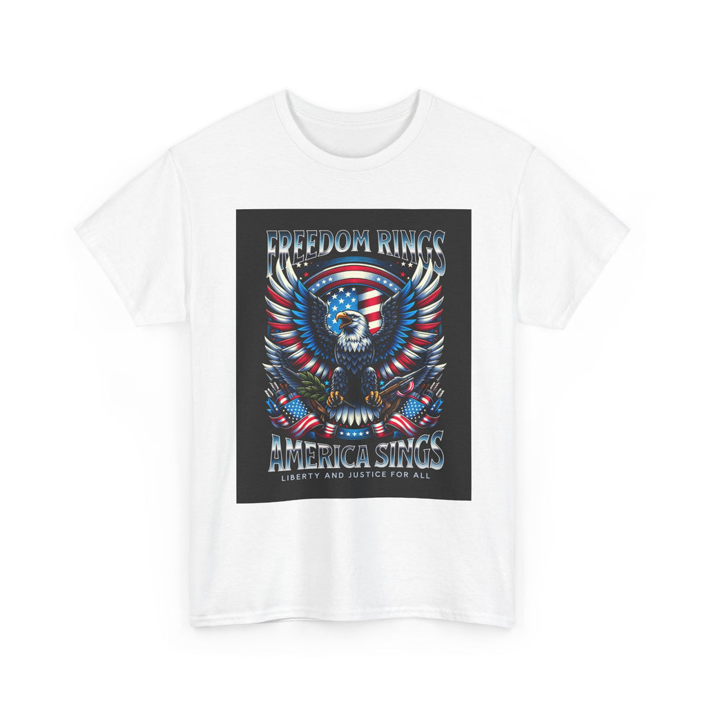 Eagle & American Flag Tee — "Freedom Rings, America Sings" Patriotic T-Shirt