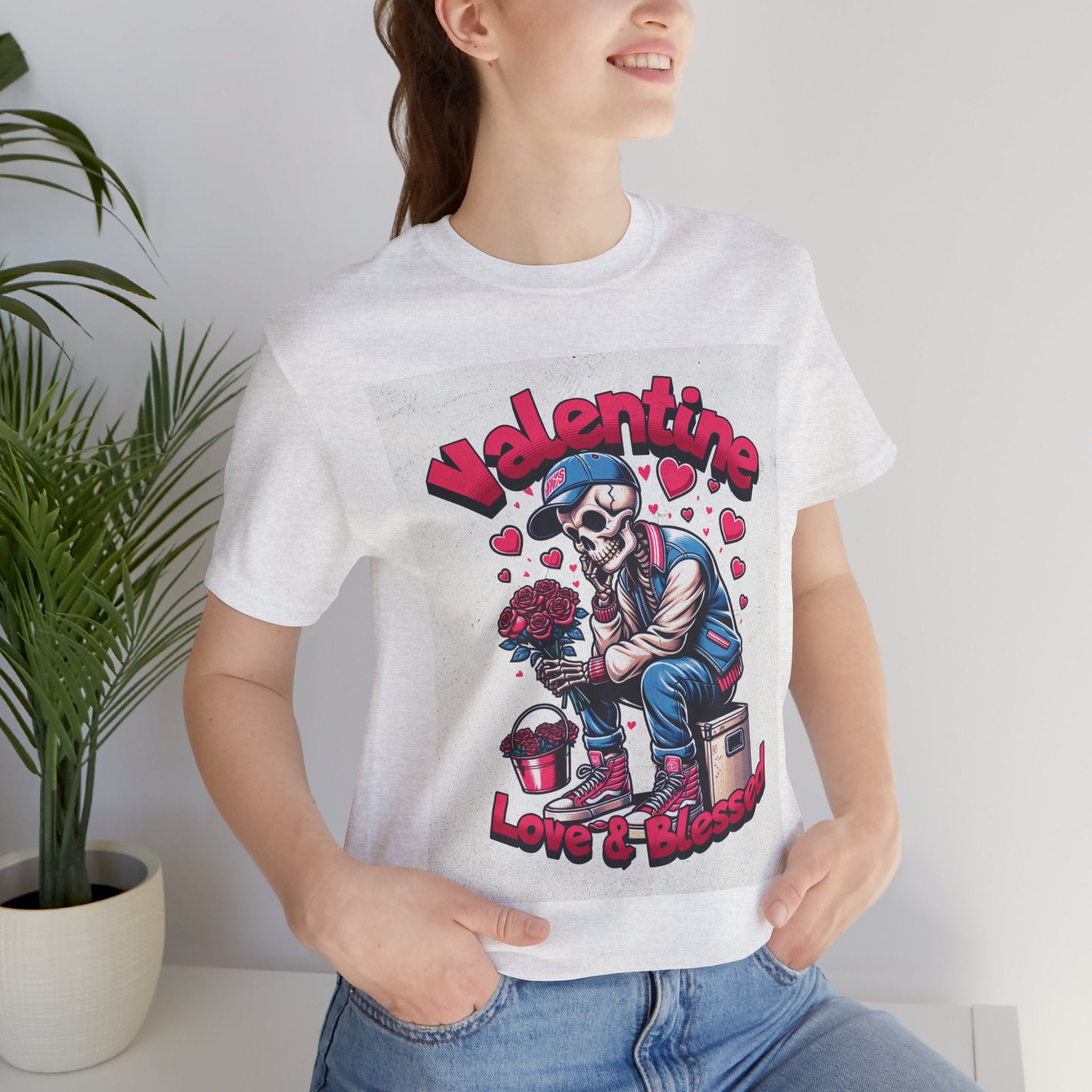 Valentine Skull T-Shirt – "Love & Blessed" Gothic Valentine Tee