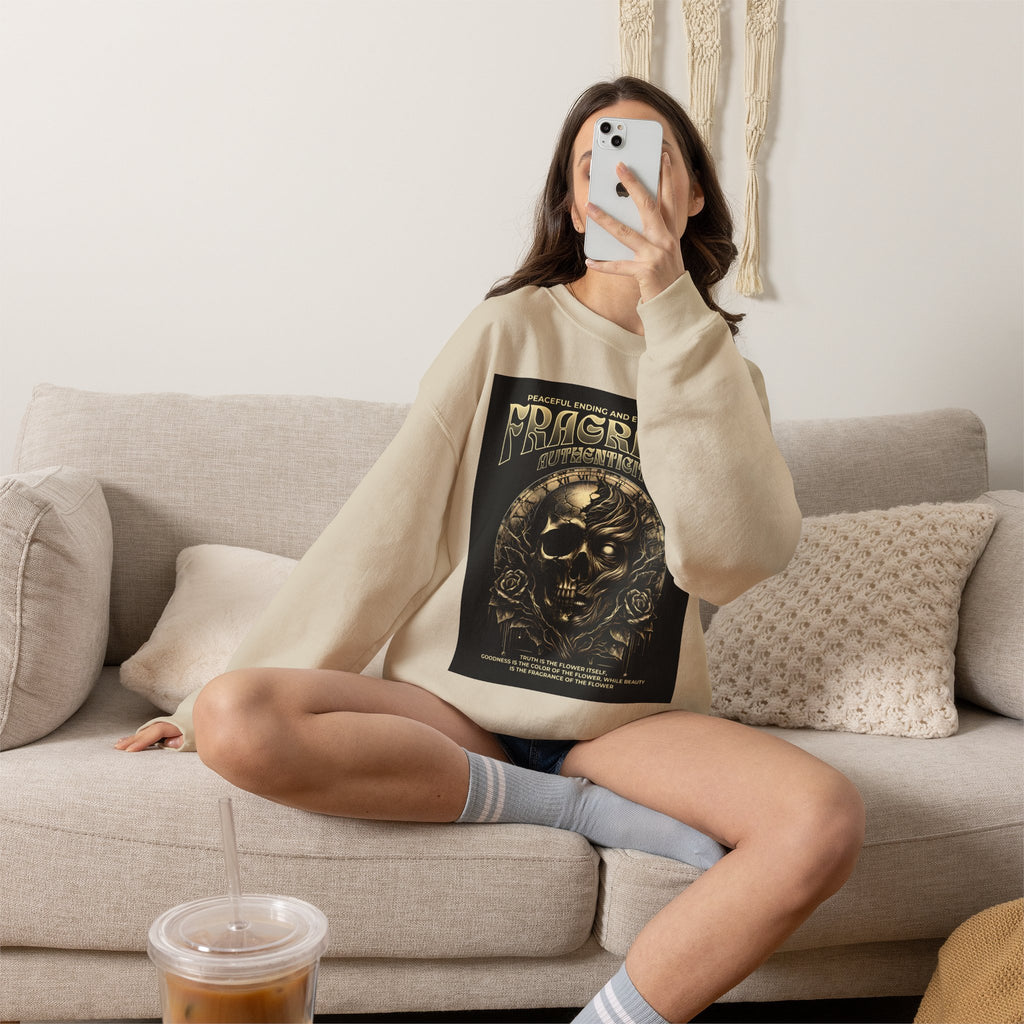 Skull & Roses Crewneck Sweatshirt — “Decrepit” Gothic Graphic