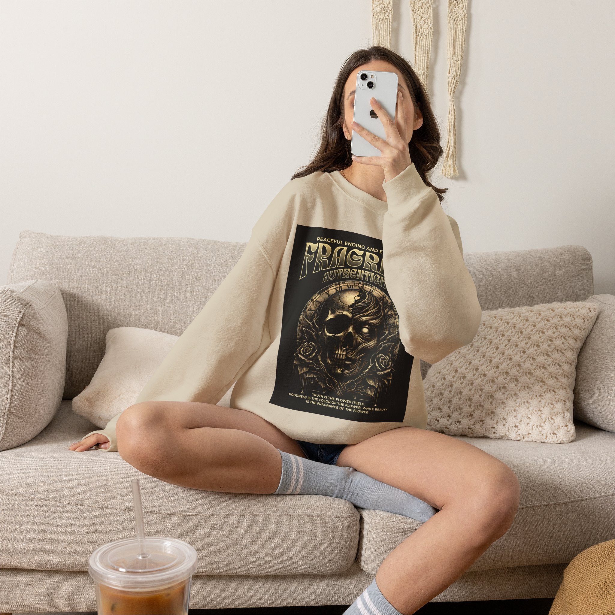 Skull & Roses Crewneck Sweatshirt — “Decrepit” Gothic Graphic