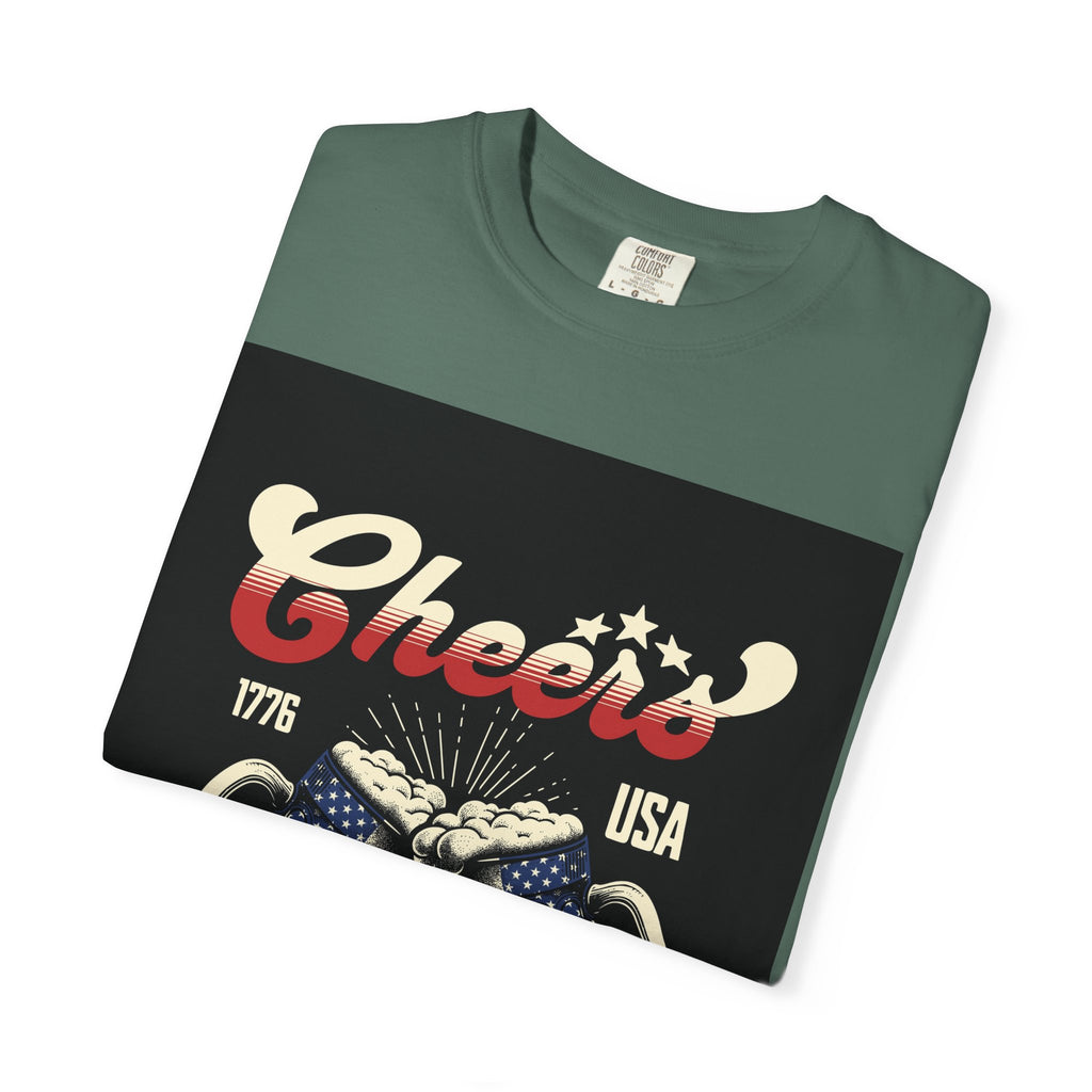 Cheers USA T-Shirt — Patriotic Beer Mugs Graphic Tee (1776)