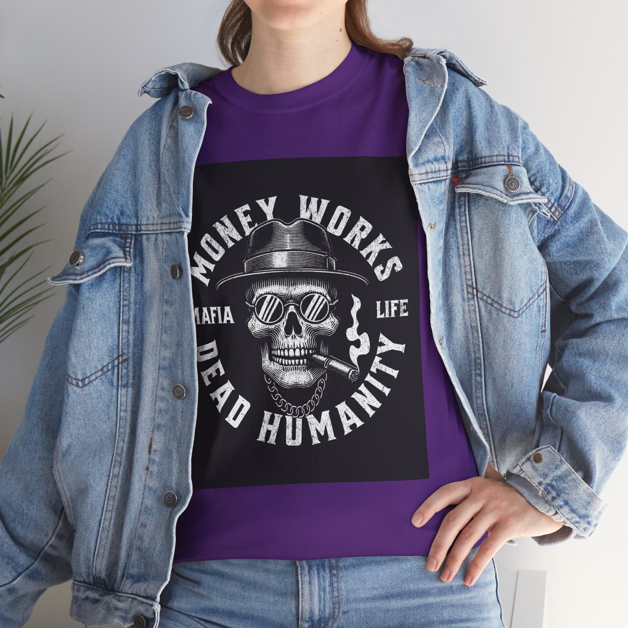 Money Works Dead Humanity Skull Tee