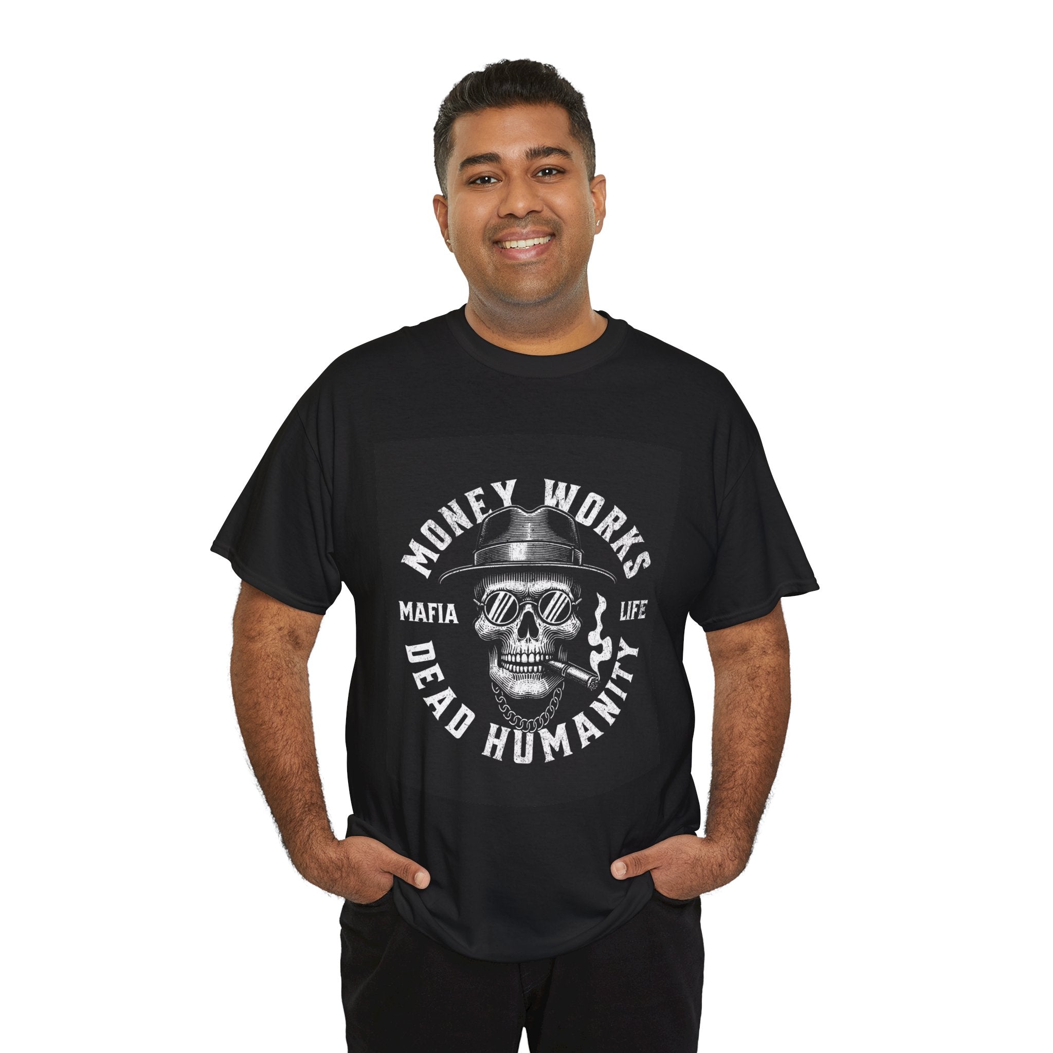 Money Works Dead Humanity Skull Tee