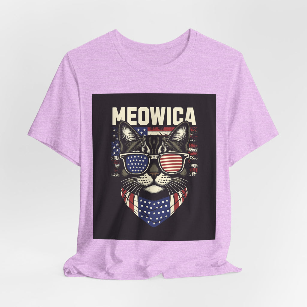 Meowica Cat Tee — Patriotic USA Flag Sunglasses Graphic T-Shirt