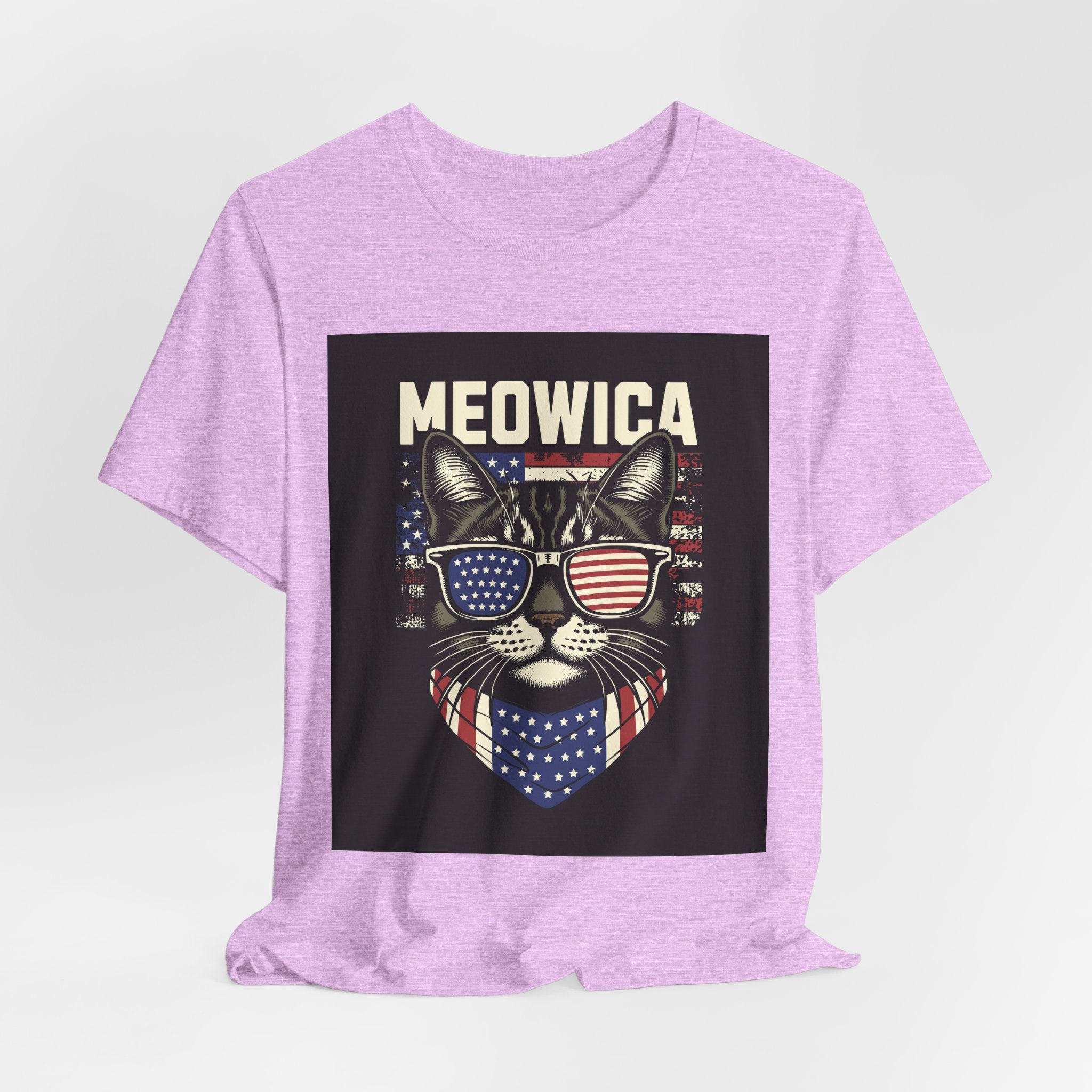 Meowica Cat Tee — Patriotic USA Flag Sunglasses Graphic T-Shirt