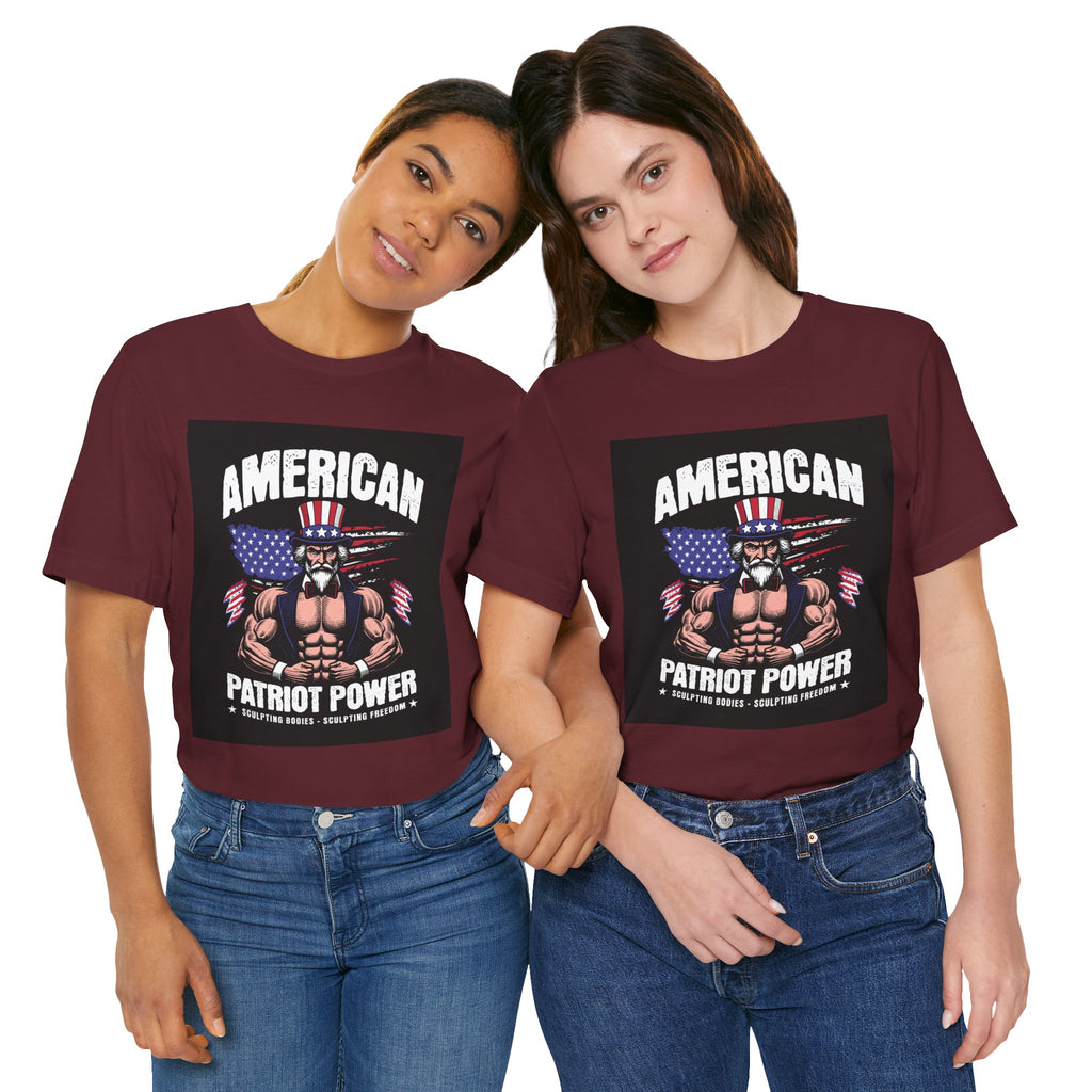 Patriot Power T-Shirt — American Flag Uncle Sam Muscle Graphic Tee