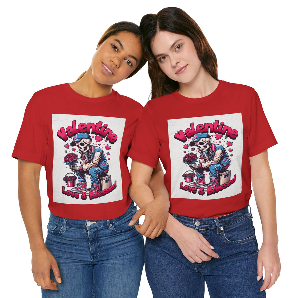 Valentine Skull T-Shirt – "Love & Blessed" Gothic Valentine Tee