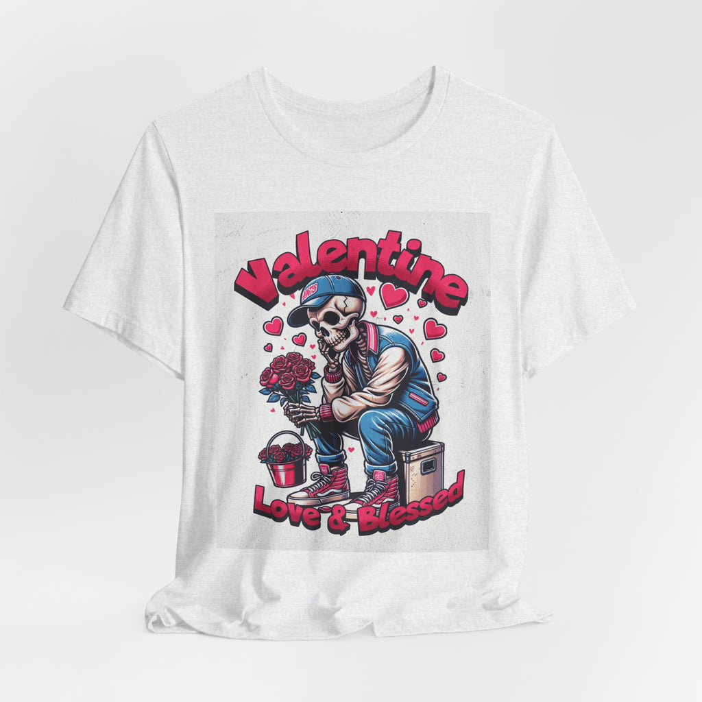 Valentine Skull T-Shirt – "Love & Blessed" Gothic Valentine Tee