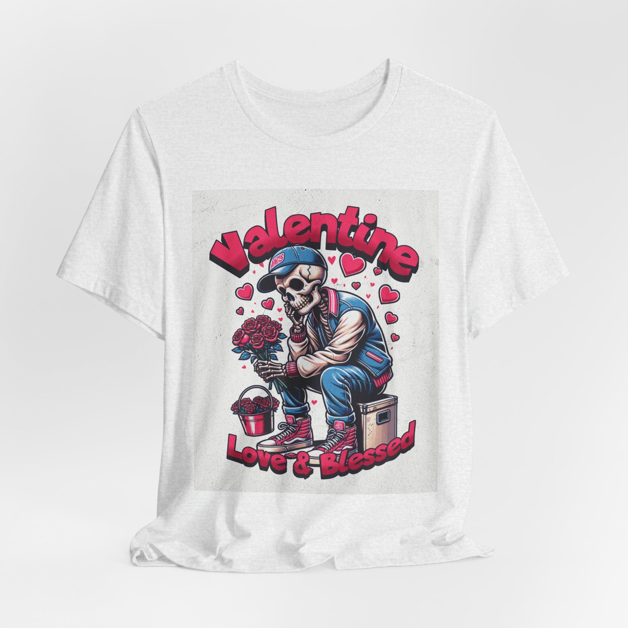 Valentine Skull T-Shirt – "Love & Blessed" Gothic Valentine Tee