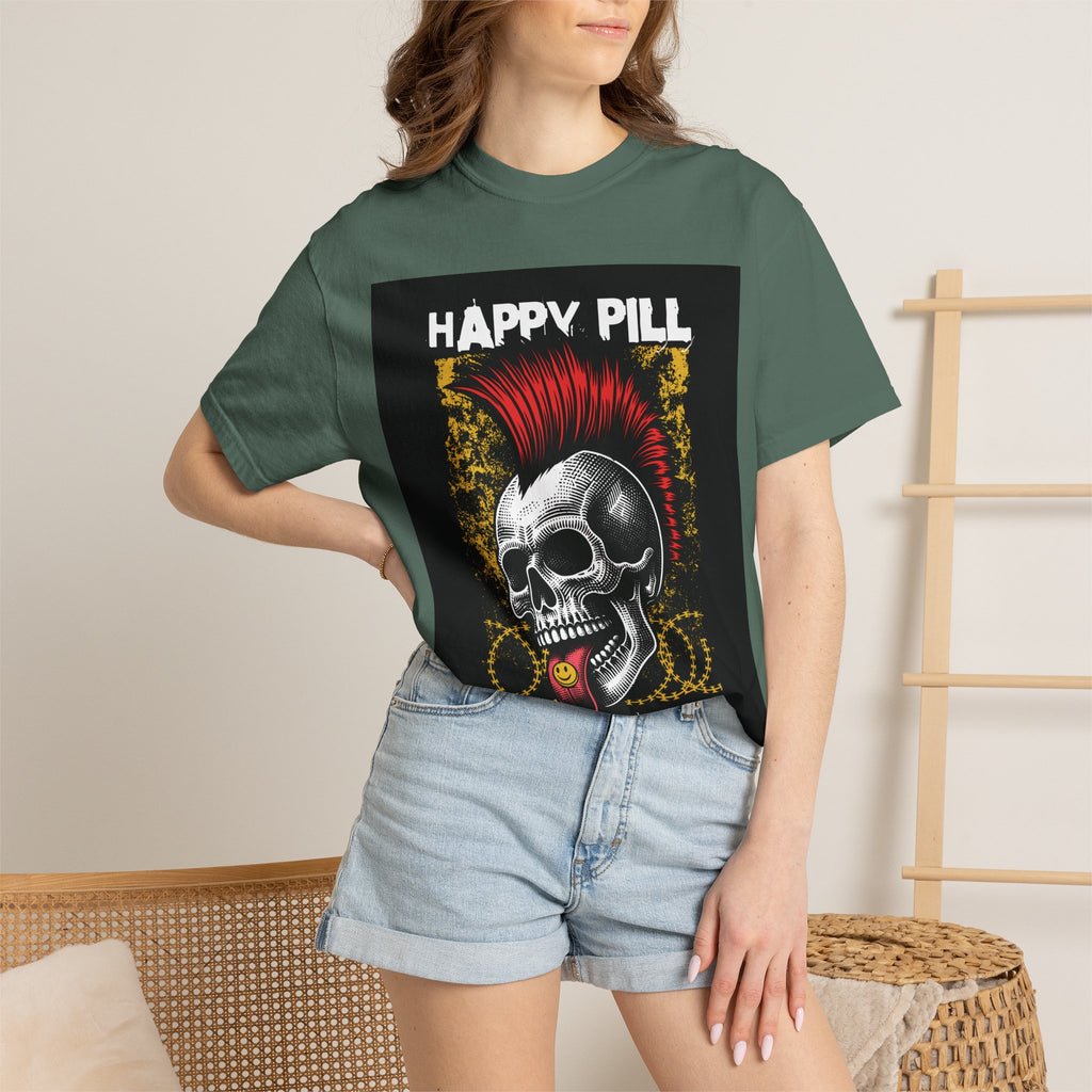 Happy Pill Punk Skull T-Shirt — 'Happy Pill Medication' Graphic Tee