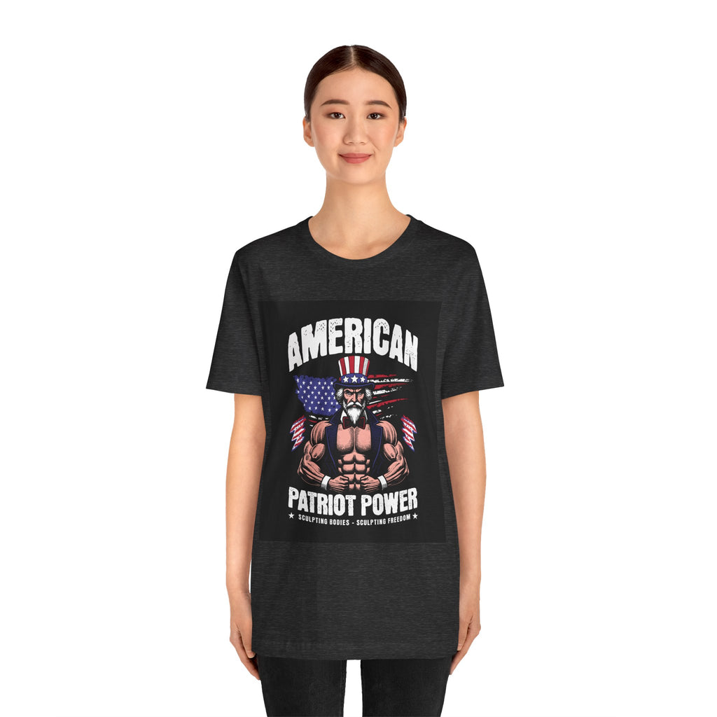 Patriot Power T-Shirt — American Flag Uncle Sam Muscle Graphic Tee