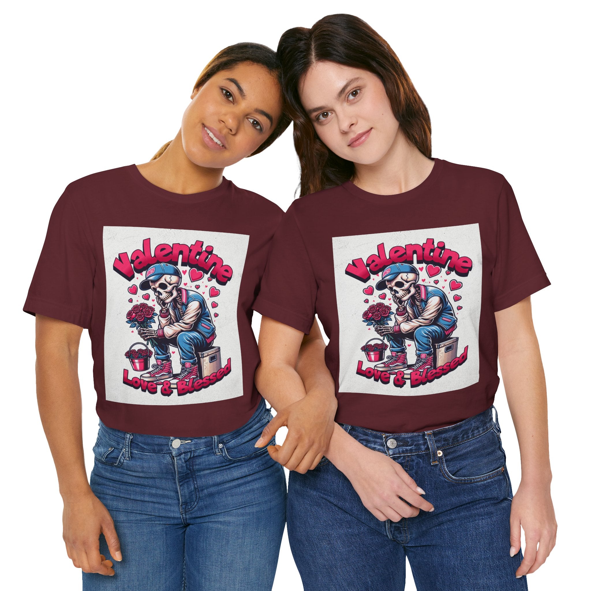 Valentine Skull T-Shirt – "Love & Blessed" Gothic Valentine Tee