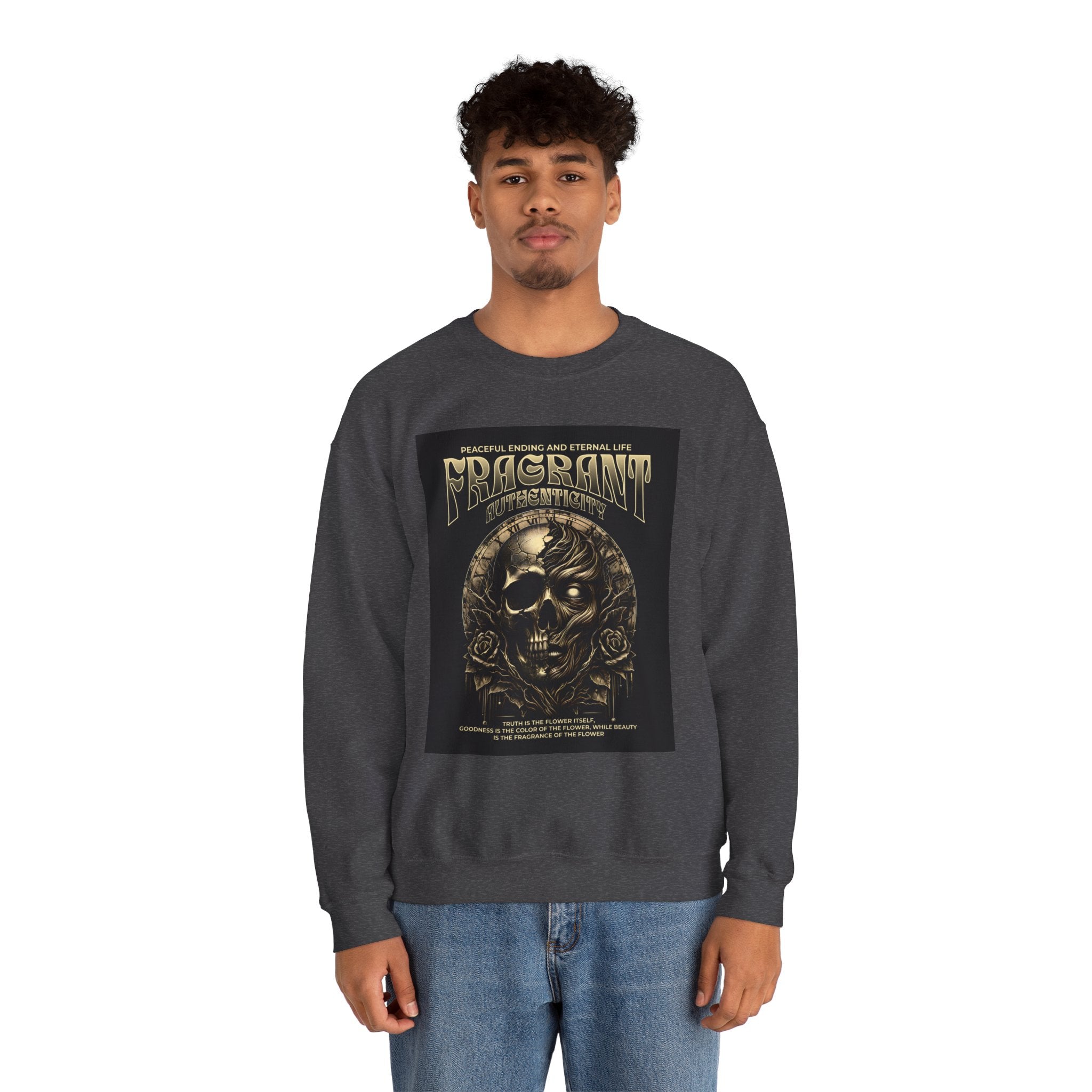 Skull & Roses Crewneck Sweatshirt — “Decrepit” Gothic Graphic