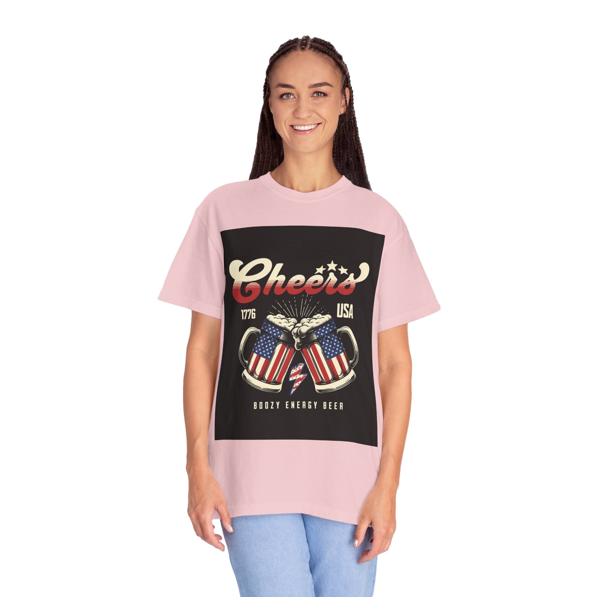 Cheers USA T-Shirt — Patriotic Beer Mugs Graphic Tee (1776)