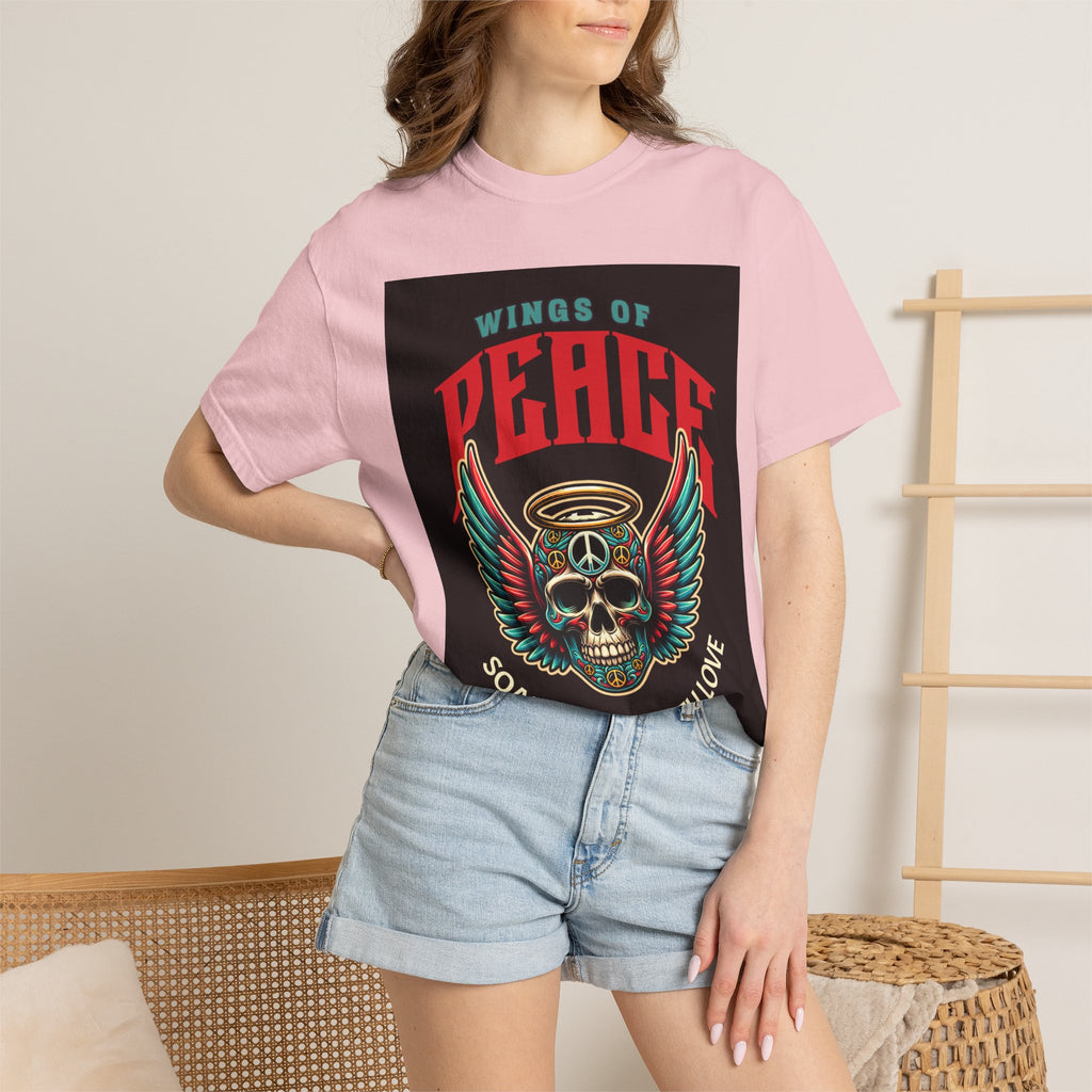 Wings of Peace Skull T-Shirt — "Soar Above With Love" Vintage Graphic Tee
