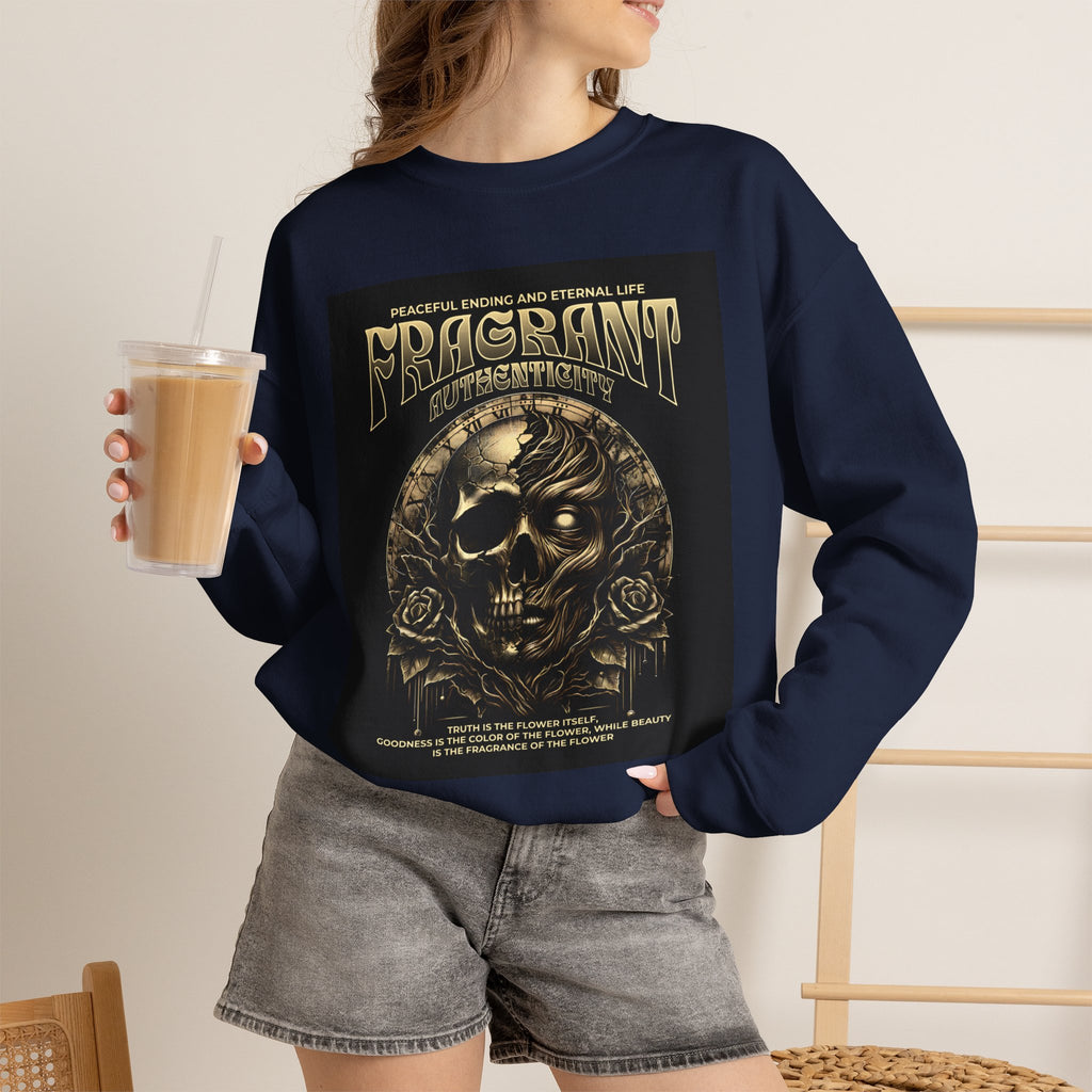 Skull & Roses Crewneck Sweatshirt — “Decrepit” Gothic Graphic
