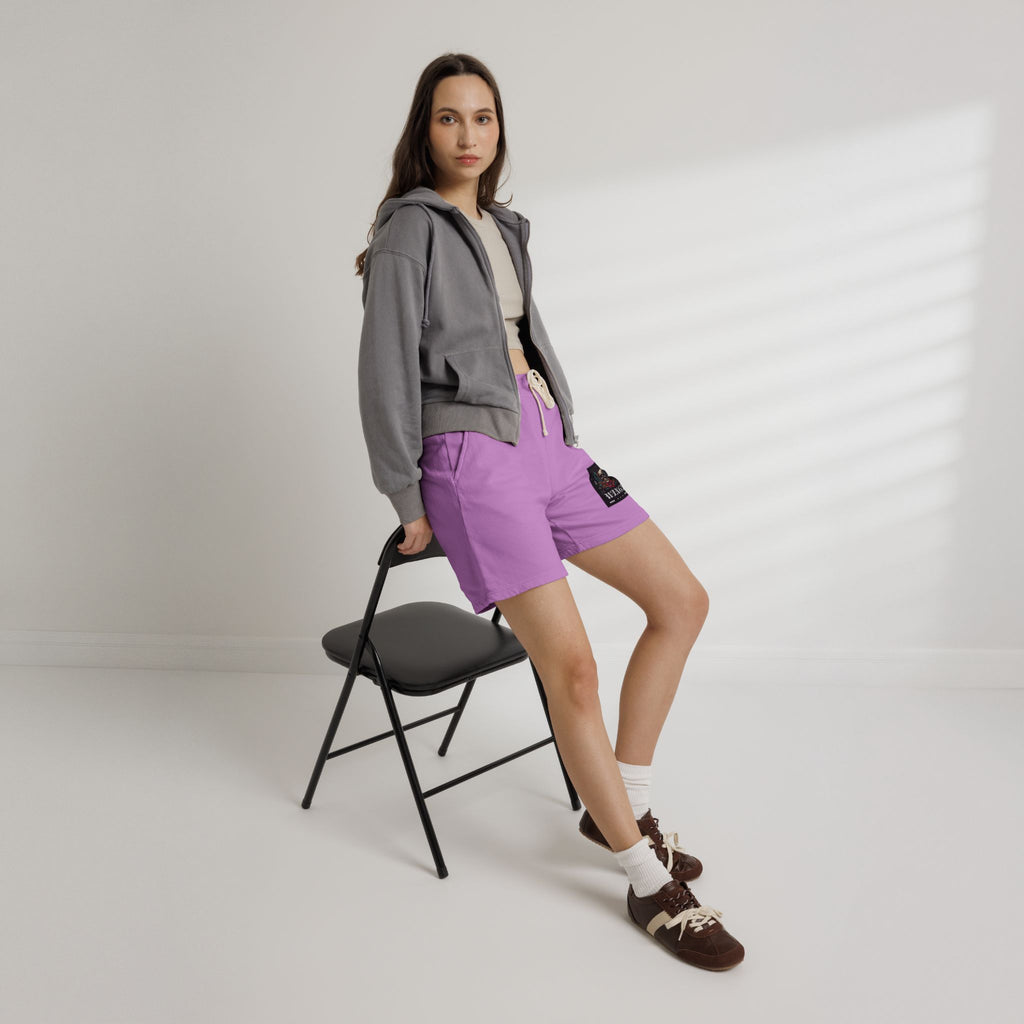 Skull & Wings Fleece Sweat Shorts — Lightweight Garment-Dyed Lounge Shorts
