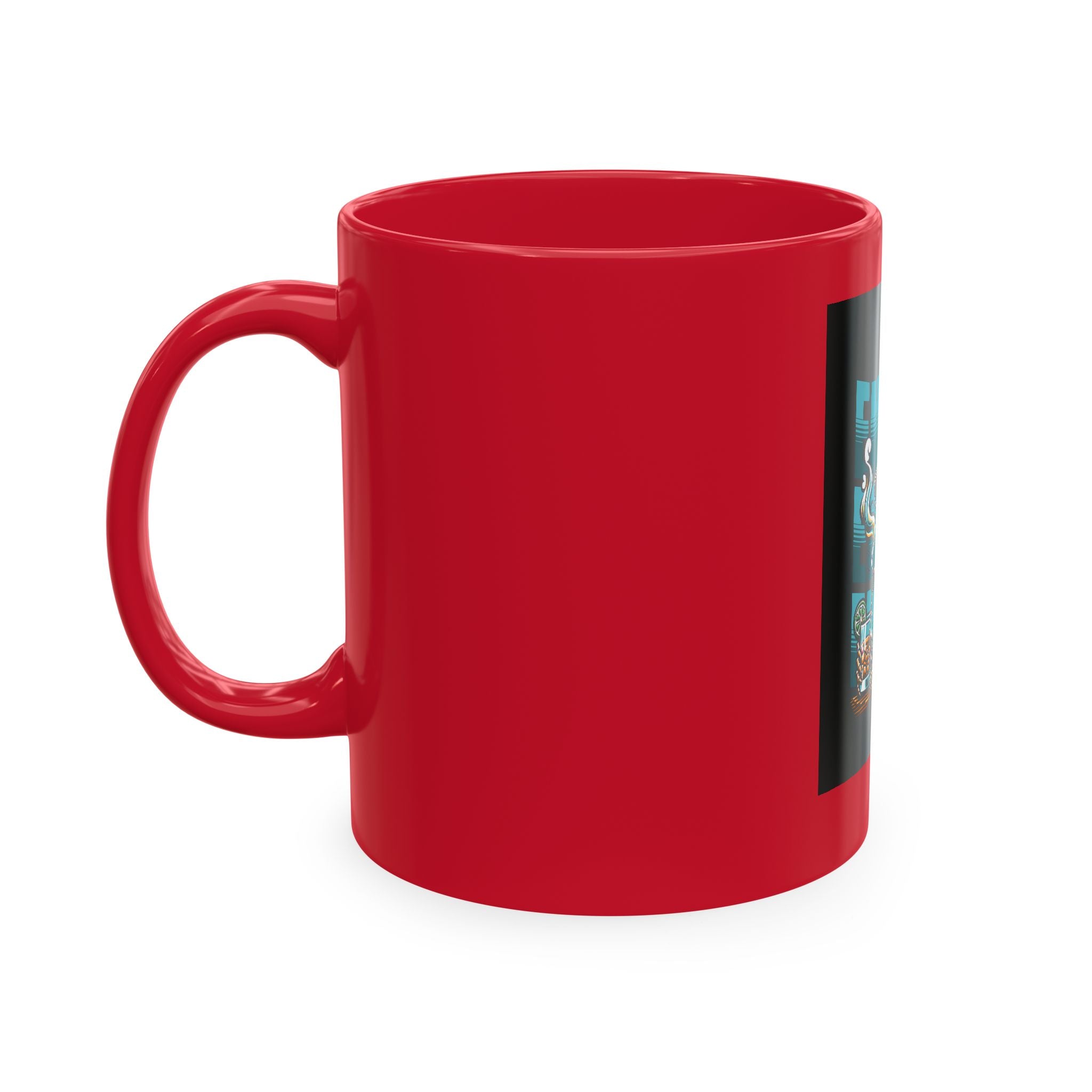 Skull 'Energy' Ceramic Coffee Mug — Retro Skeleton with Drink Design