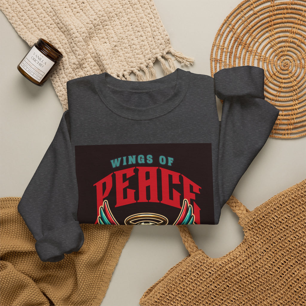 Wings of Peace Skull Crewneck Sweatshirt — Soar Above With Love Graphic