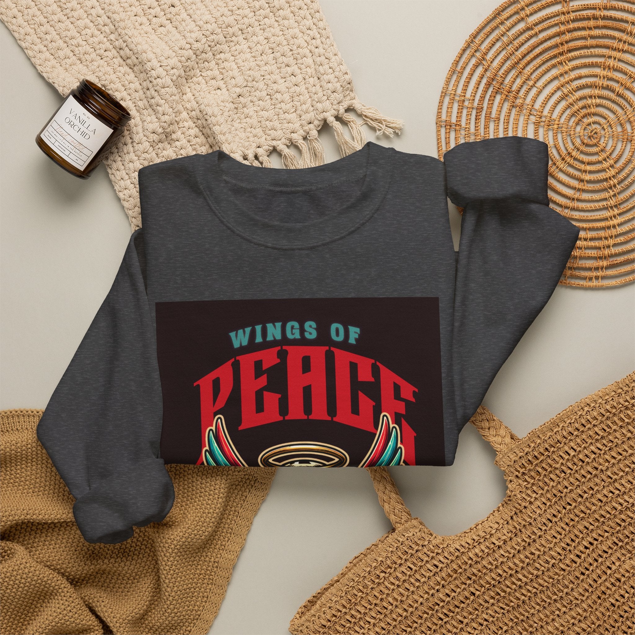 Wings of Peace Skull Crewneck Sweatshirt — Soar Above With Love Graphic