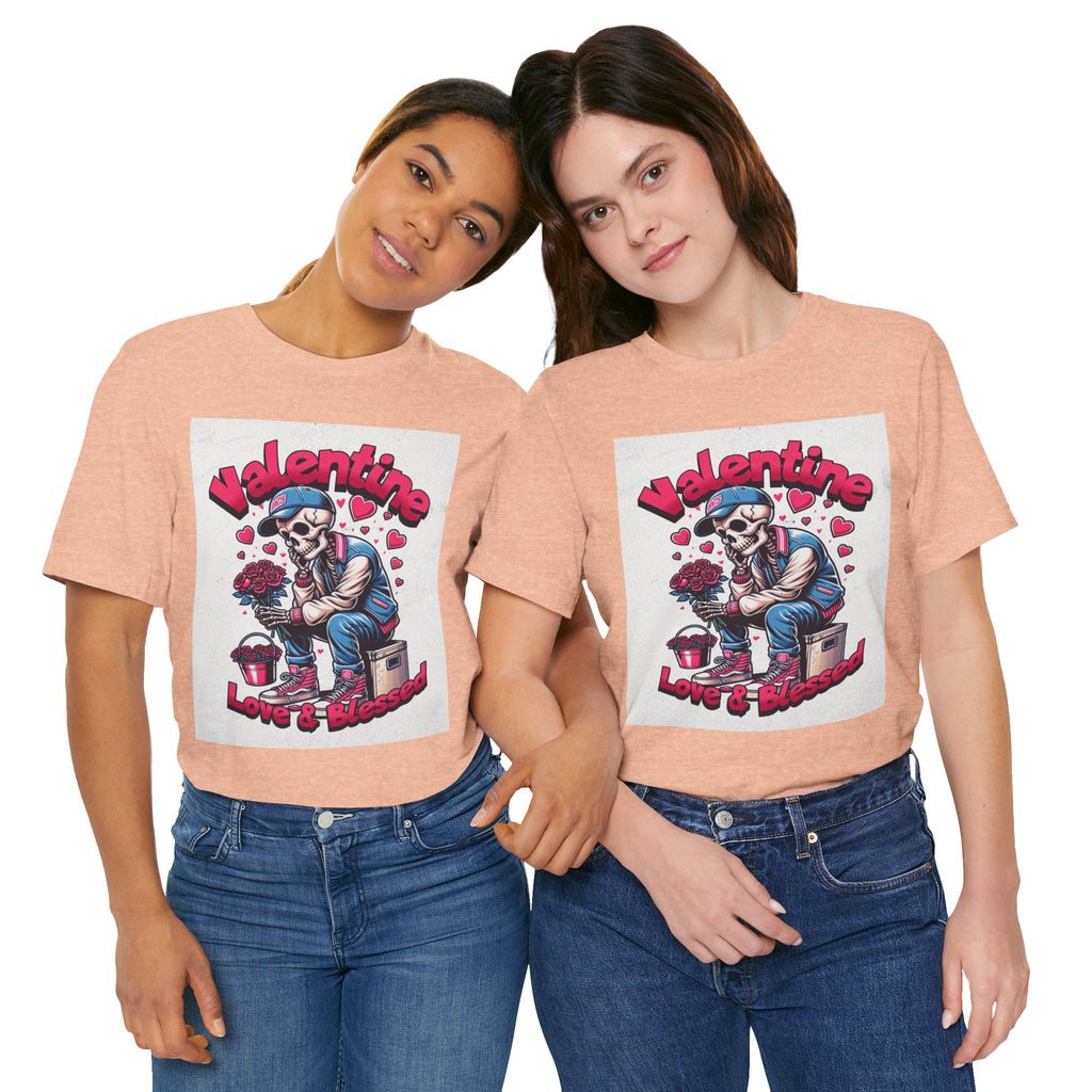 Valentine Skull T-Shirt – "Love & Blessed" Gothic Valentine Tee