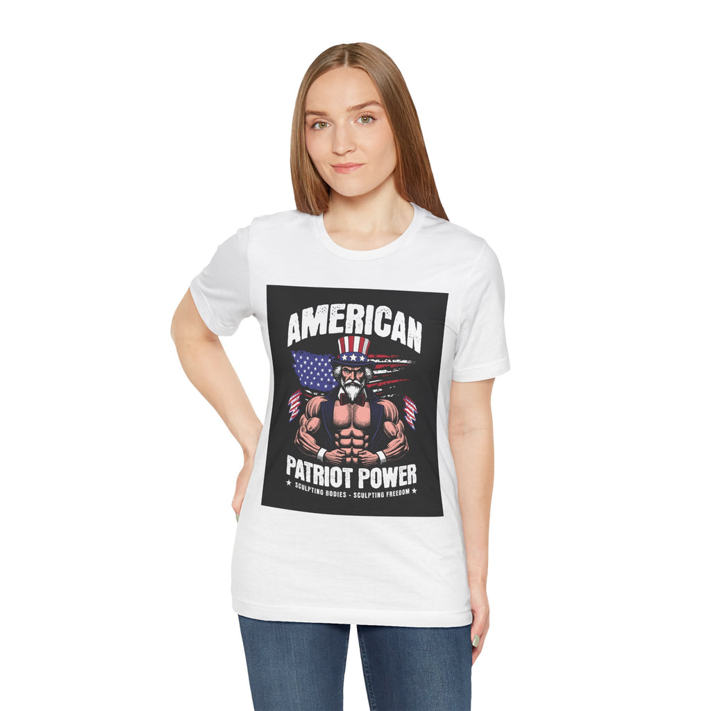 Patriot Power T-Shirt — American Flag Uncle Sam Muscle Graphic Tee