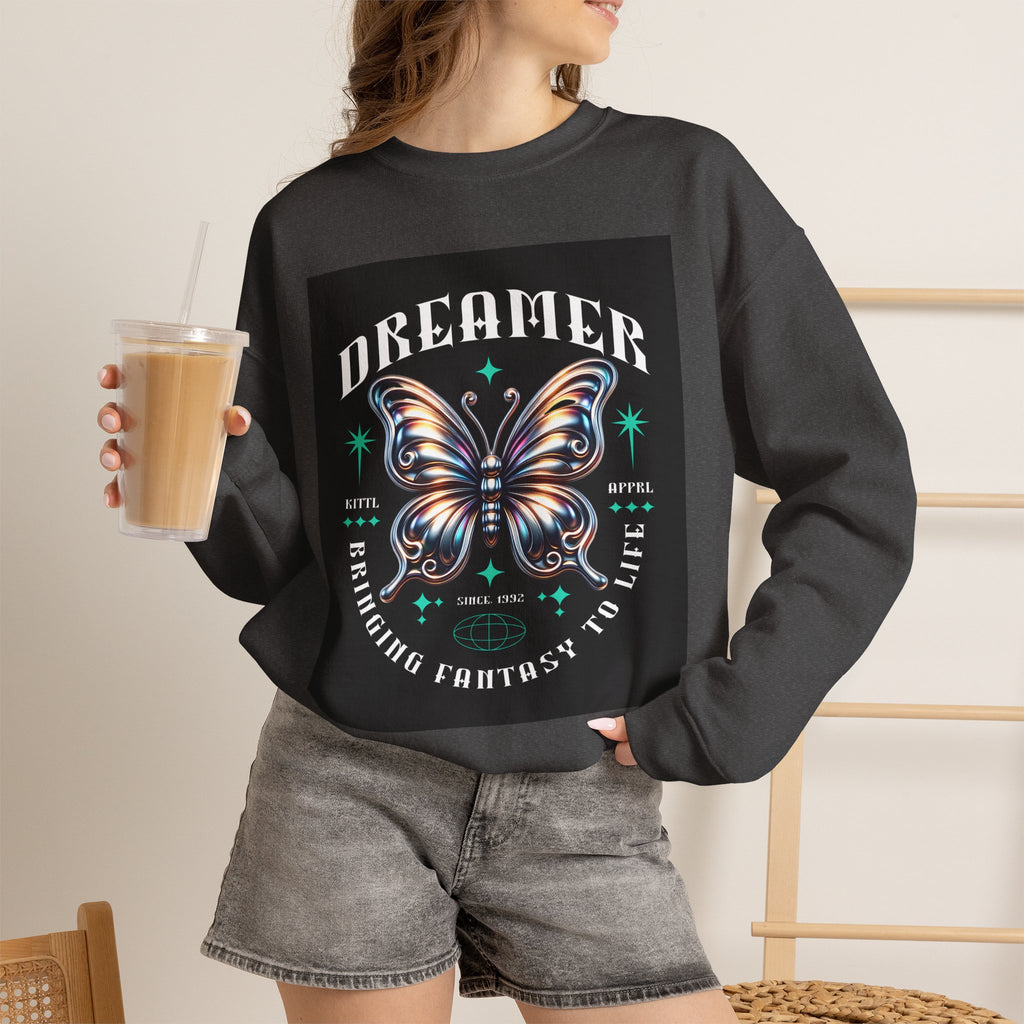 Dreamer Butterfly Crewneck Sweatshirt — Inspiring 'Dreamer' Graphic Pullover