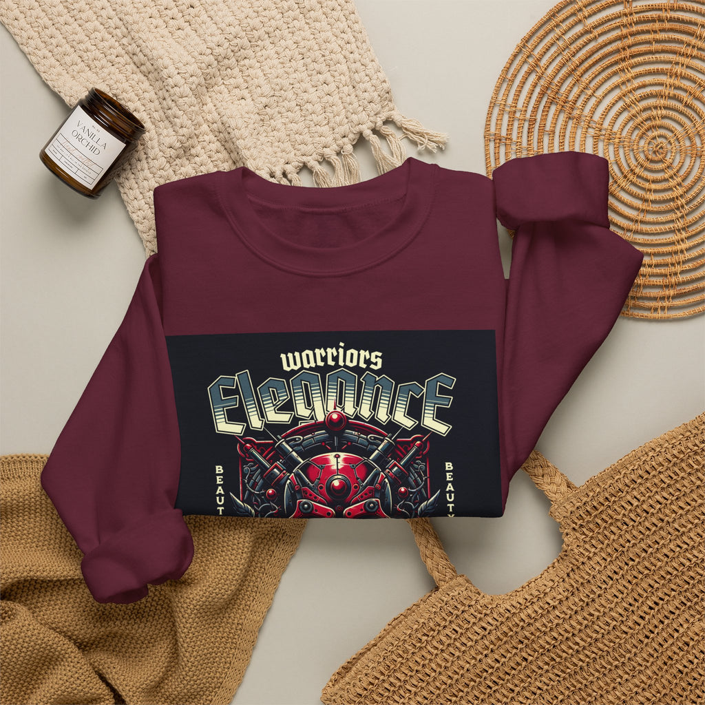 Crewneck Sweatshirt – "Warriors Electric" Skull & Roses Graphic