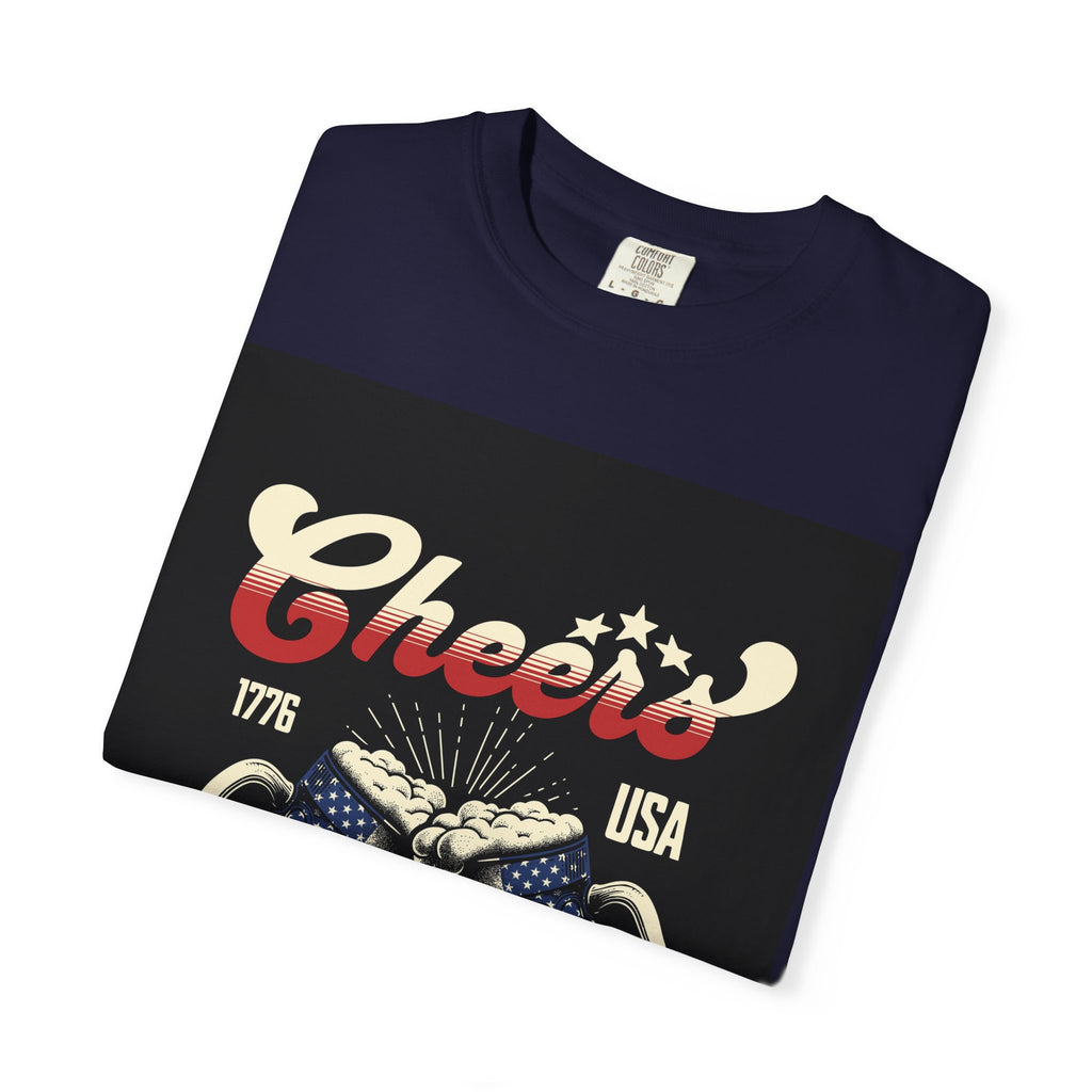 Cheers USA T-Shirt — Patriotic Beer Mugs Graphic Tee (1776)