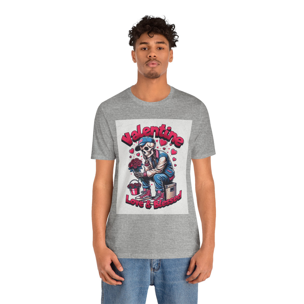 Valentine Skull T-Shirt – "Love & Blessed" Gothic Valentine Tee