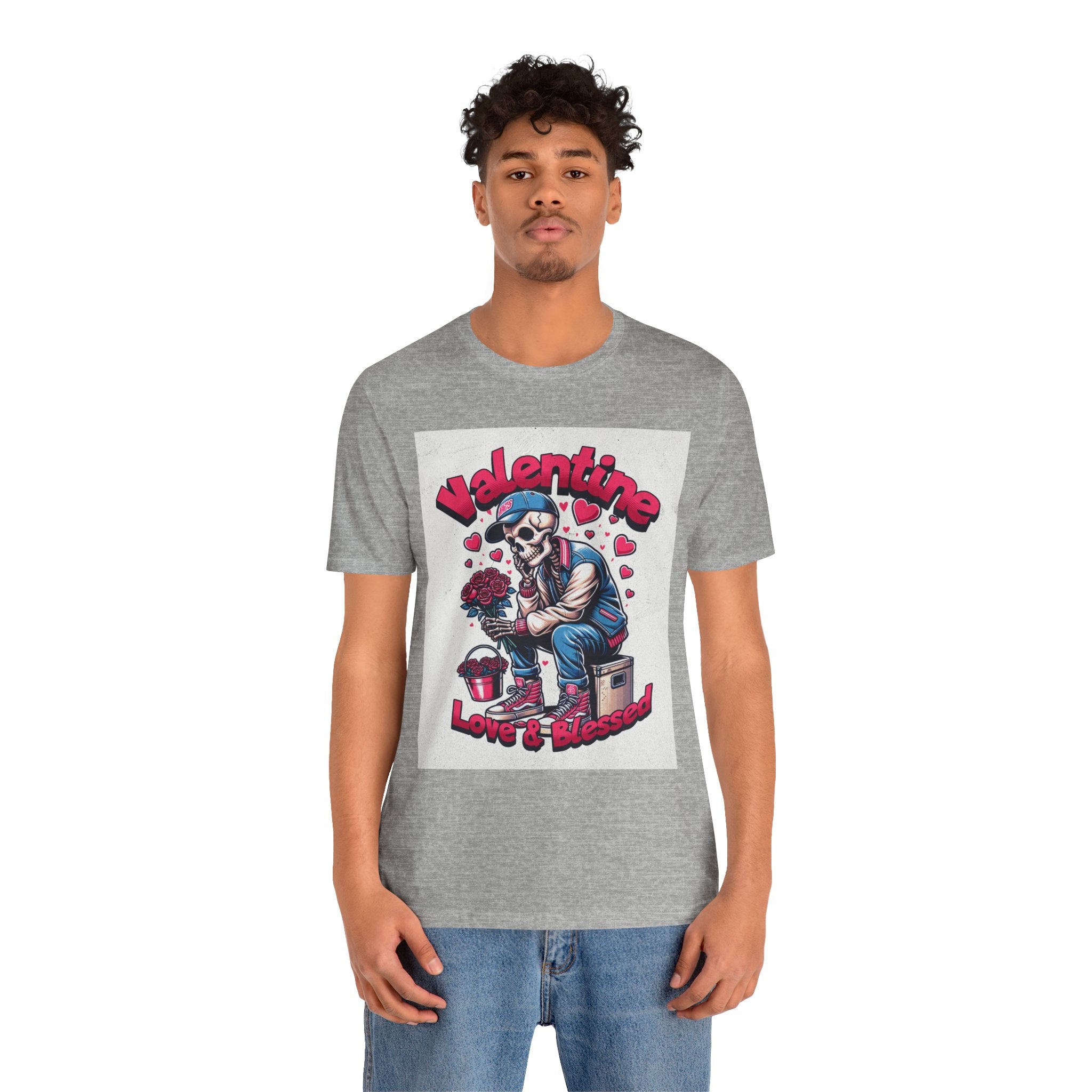 Valentine Skull T-Shirt – "Love & Blessed" Gothic Valentine Tee