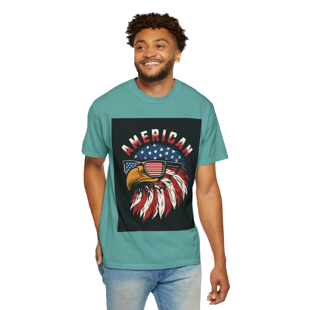 American Eagle Sunglasses T-Shirt — Patriotic USA Flag Graphic