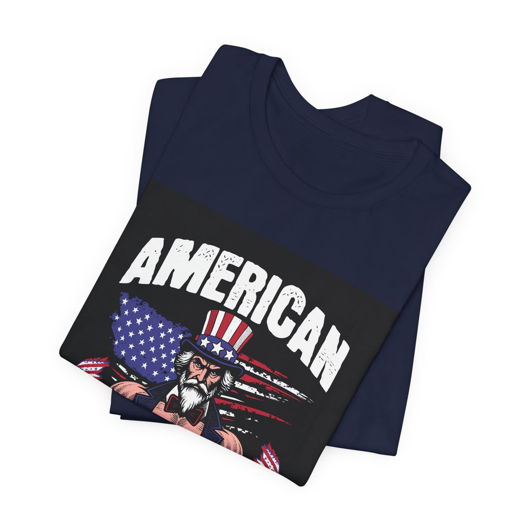 Patriot Power T-Shirt — American Flag Uncle Sam Muscle Graphic Tee