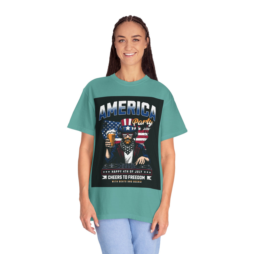 America Party T-Shirt — Cheers to Freedom 4th of July Patriotic Tee