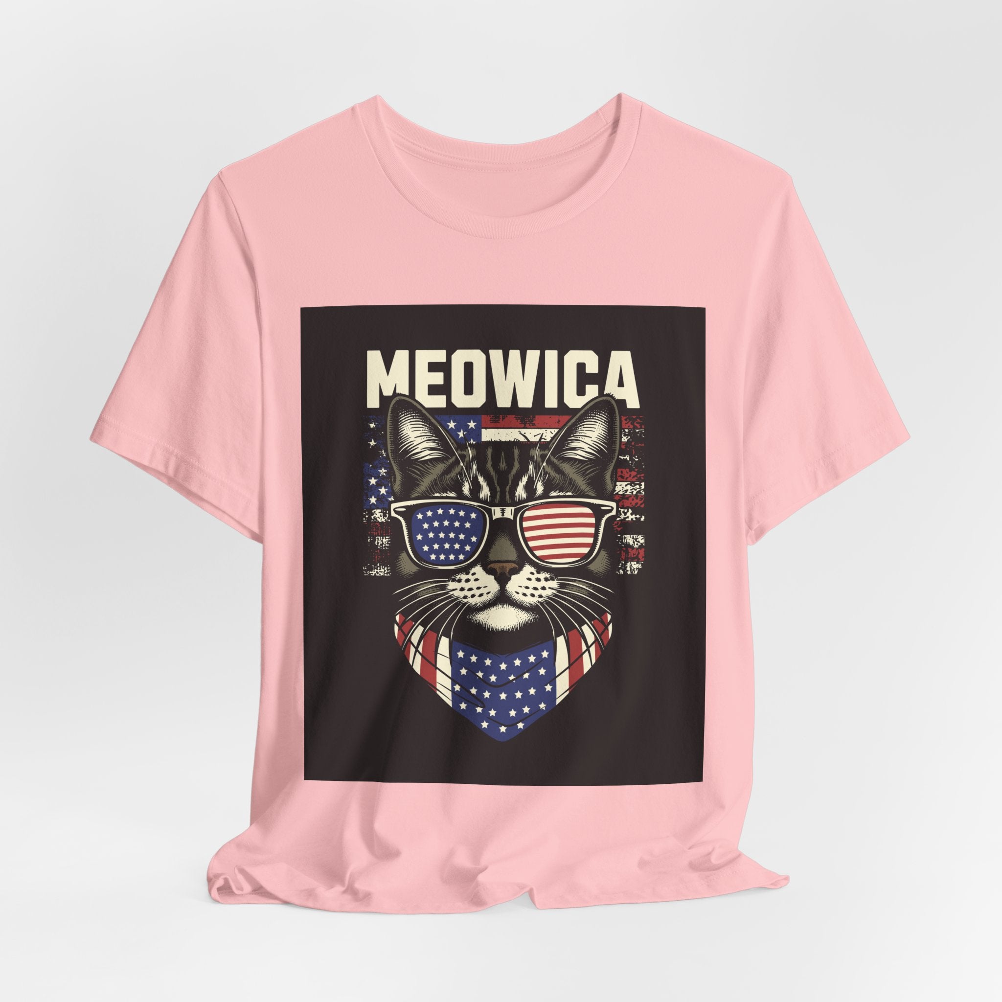Meowica Cat Tee — Patriotic USA Flag Sunglasses Graphic T-Shirt