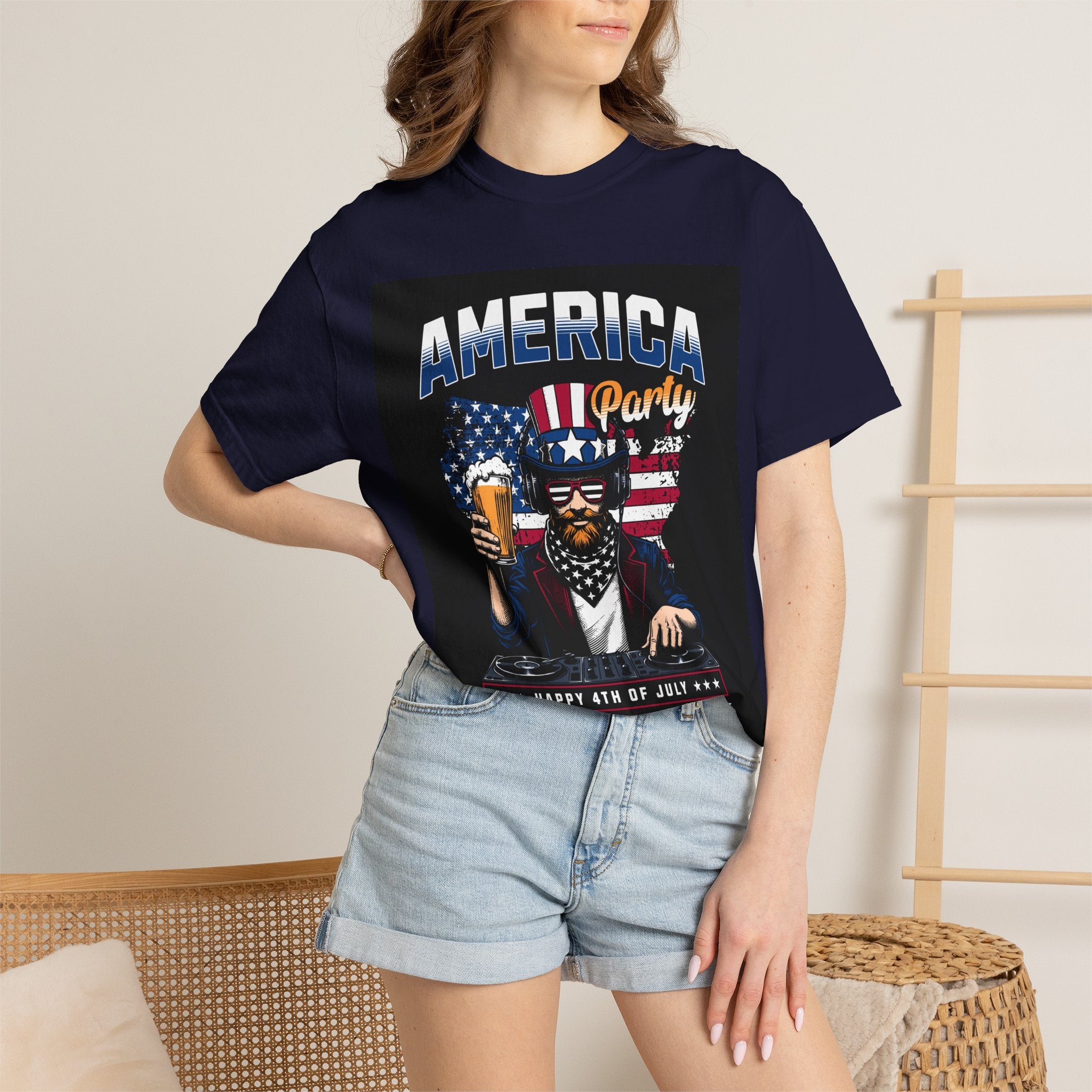 America Party T-Shirt — Cheers to Freedom 4th of July Patriotic Tee