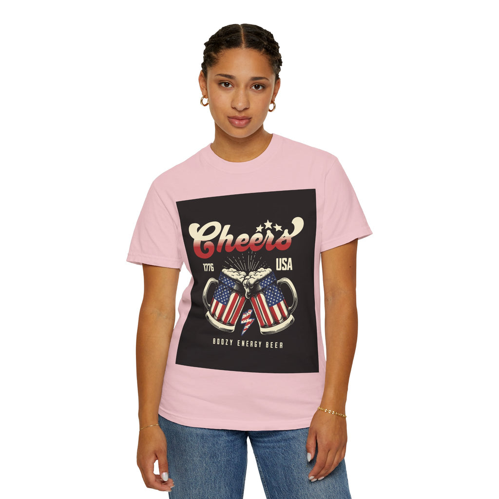 Cheers USA T-Shirt — Patriotic Beer Mugs Graphic Tee (1776)
