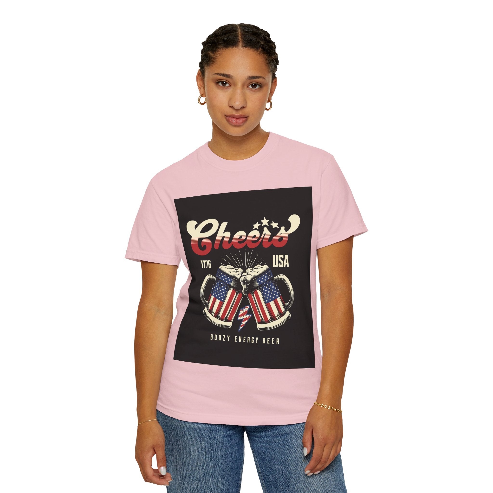 Cheers USA T-Shirt — Patriotic Beer Mugs Graphic Tee (1776)