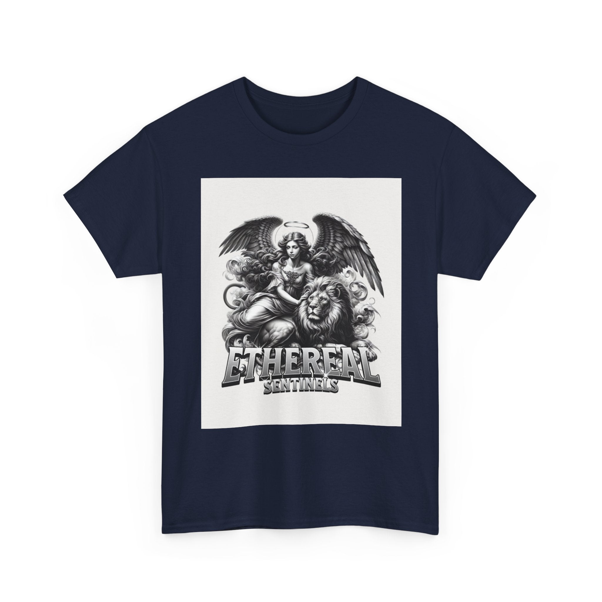 Angel & Lion Graphic Tee — "Ethereal" Vintage Gothic Streetwear
