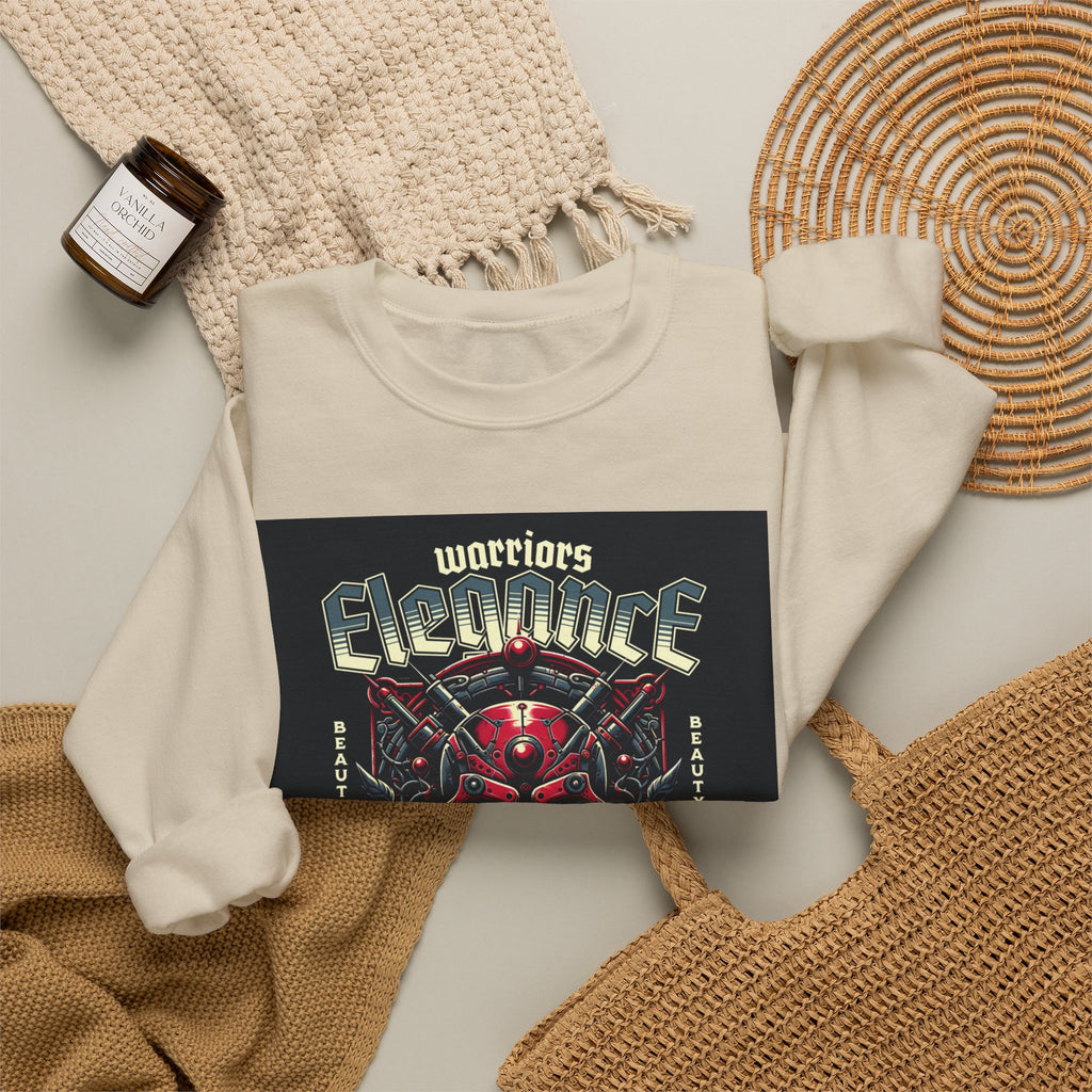 Crewneck Sweatshirt – "Warriors Electric" Skull & Roses Graphic