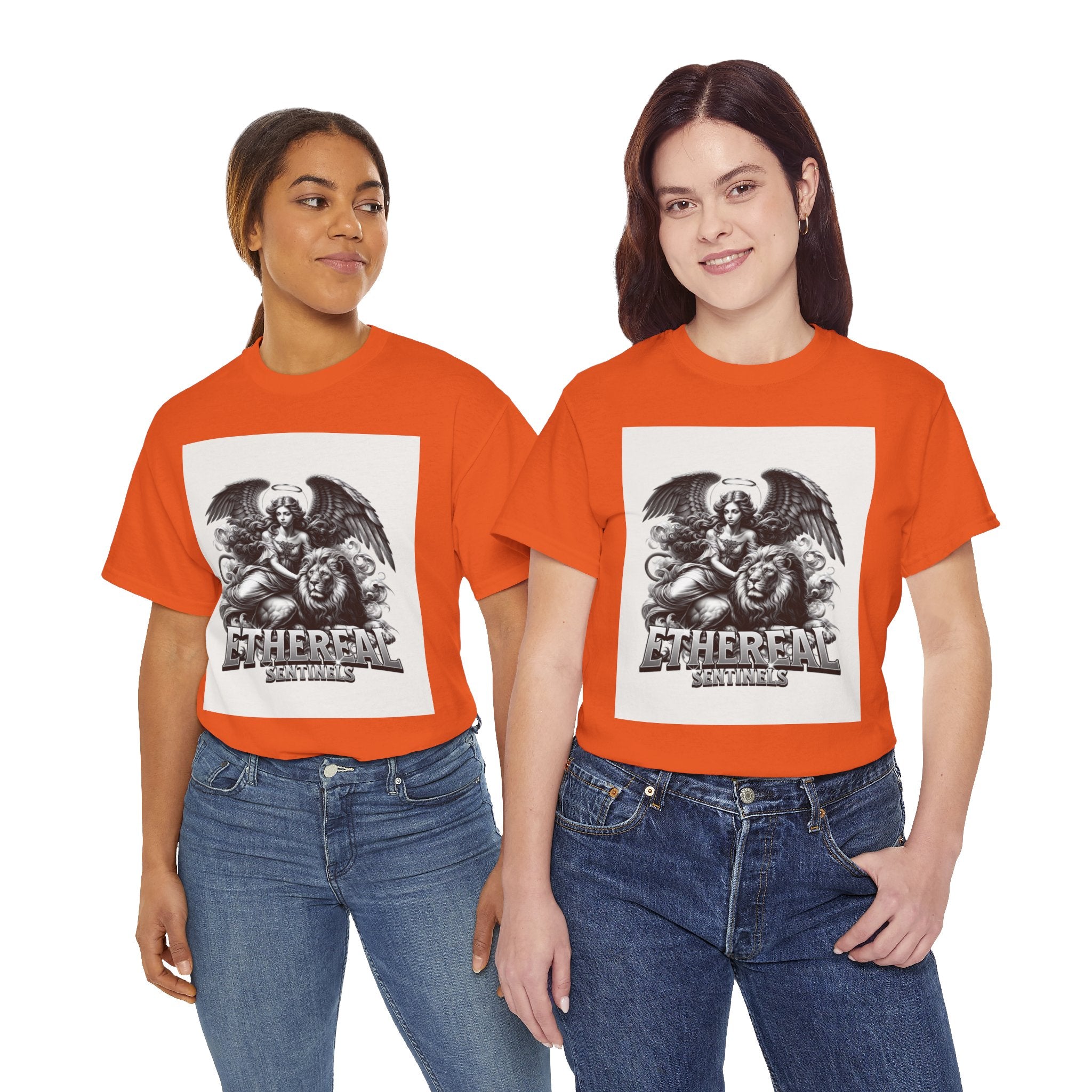 Angel & Lion Graphic Tee — "Ethereal" Vintage Gothic Streetwear