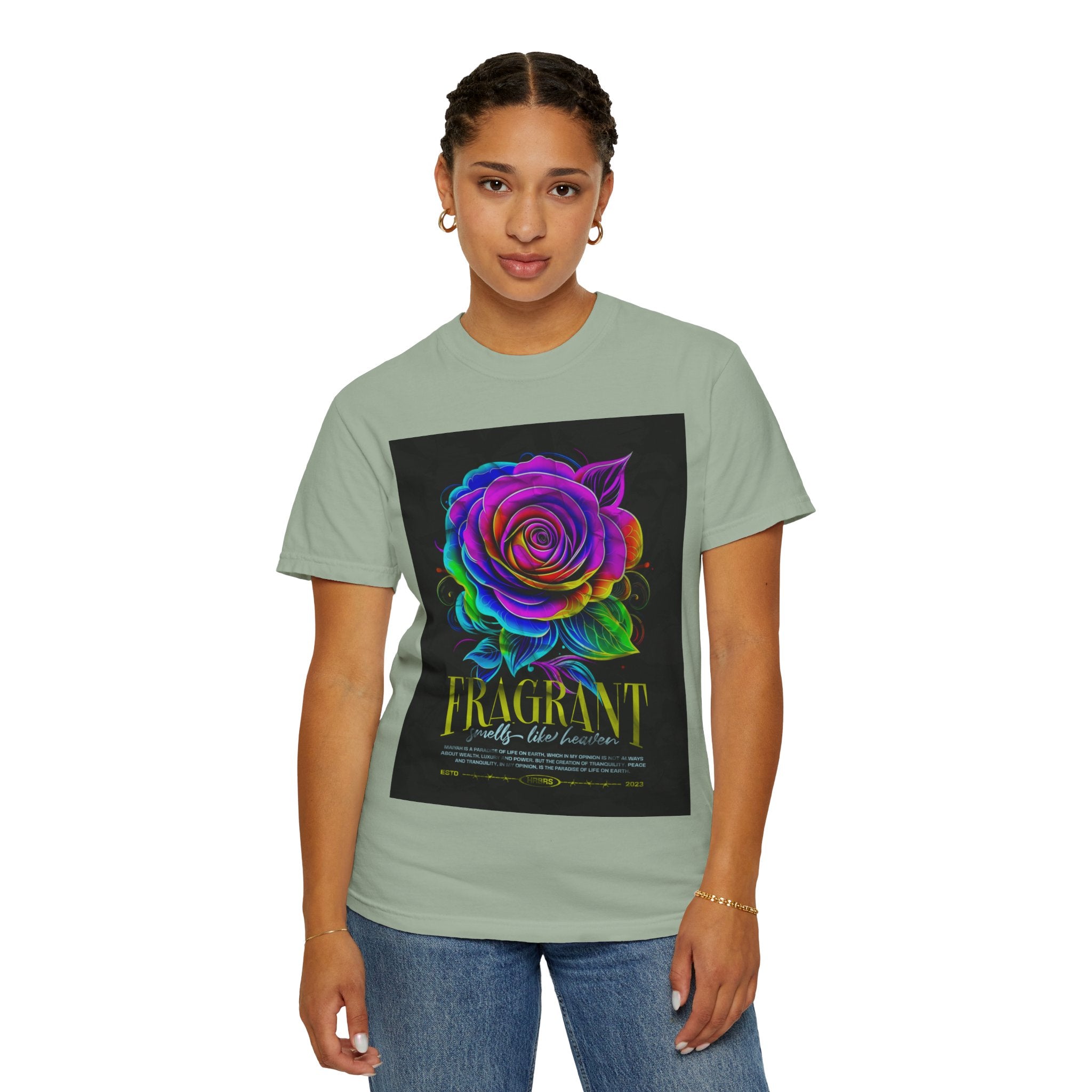 Fragrant Rainbow Rose T-Shirt — Vibrant Floral Graphic Tee
