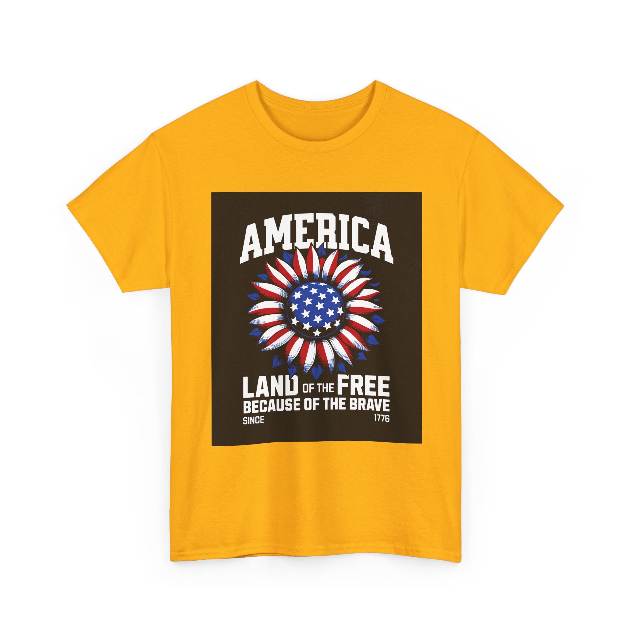 Patriotic America Tee — "Land of the Free Because of the Brave" Cotton T-Shirt
