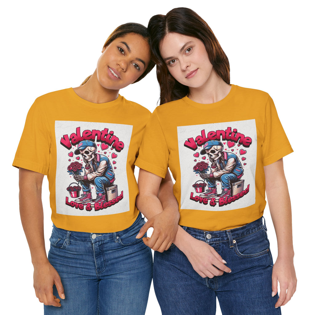 Valentine Skull T-Shirt – "Love & Blessed" Gothic Valentine Tee